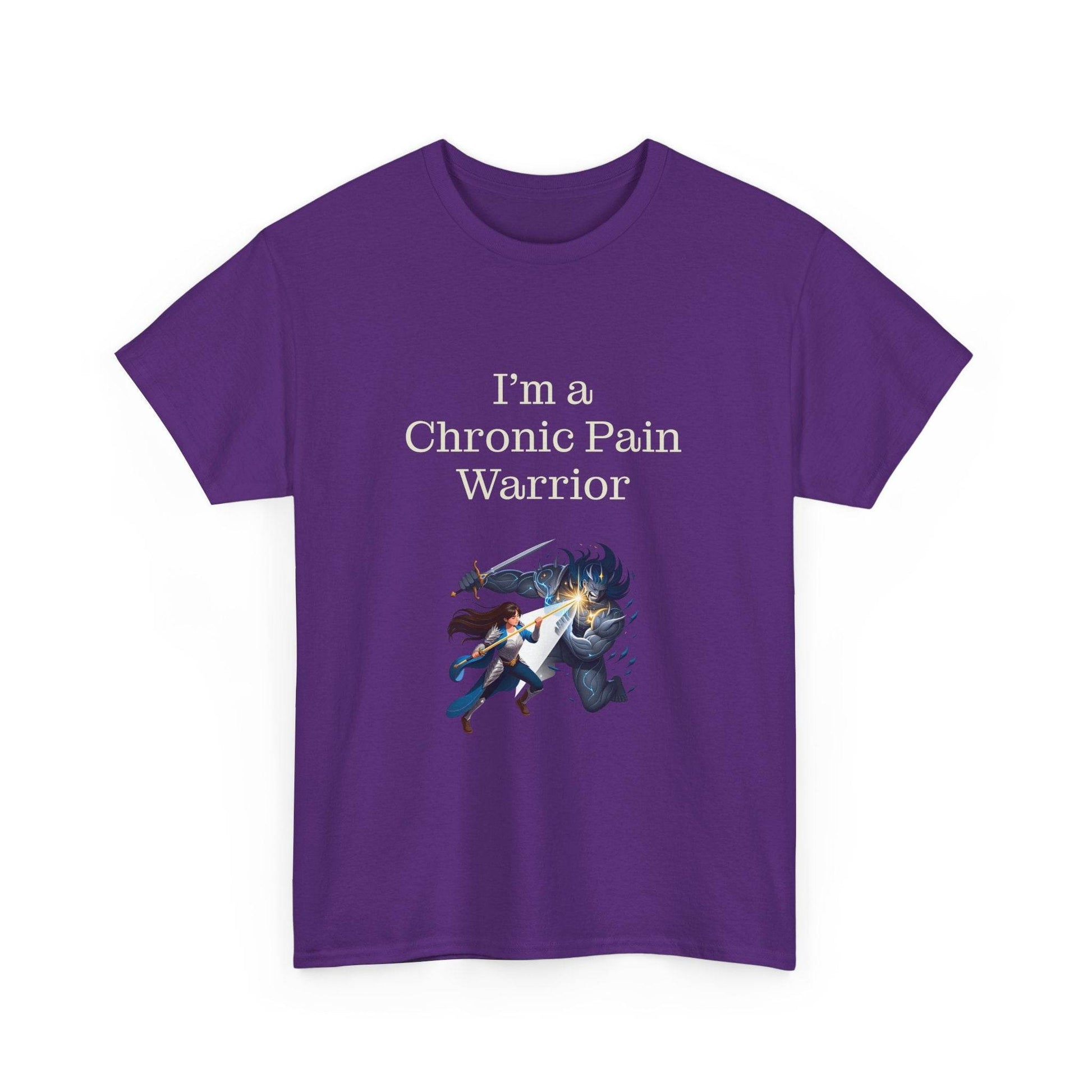 Chronic Pain Warrior Unisex Heavy Cotton Tee - Inspirational Battle T-Shirt - The Dreamer's Bookshop.