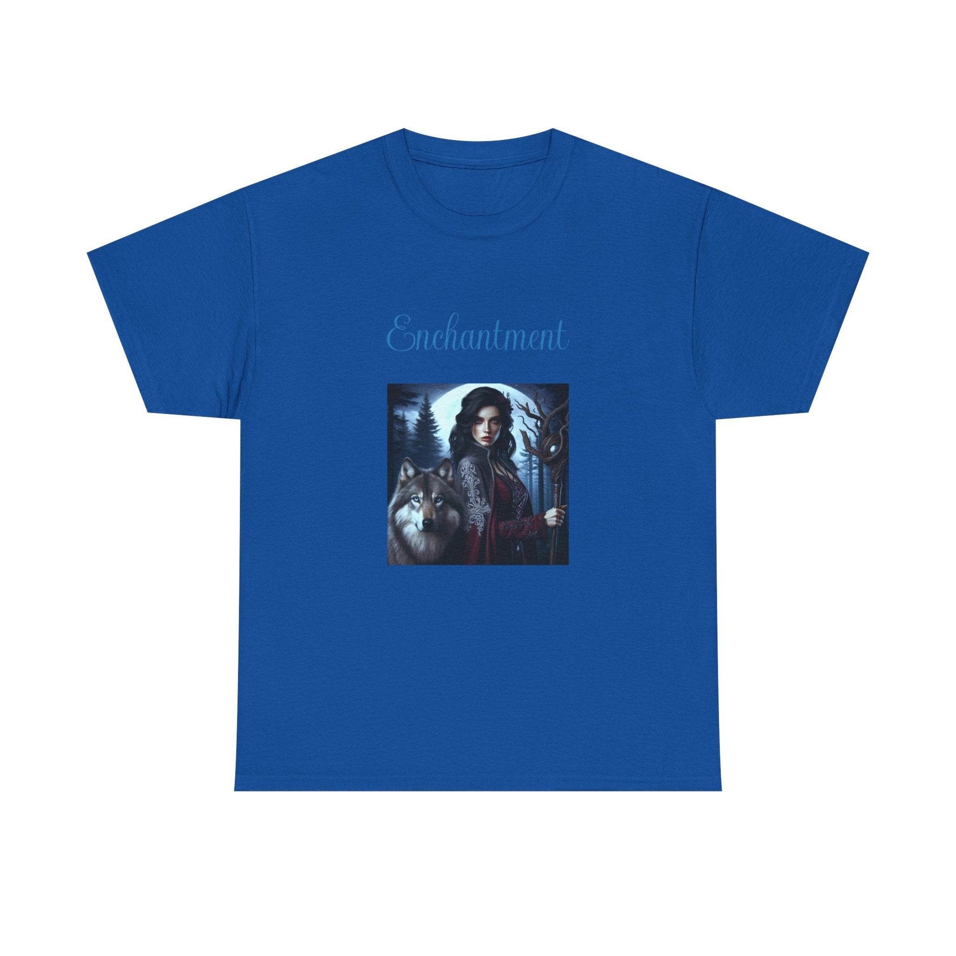 Enchanting Wolf Graphic Tee - Unisex Heavy Cotton T-Shirt for Nature Lovers - The Dreamer's Bookshop.