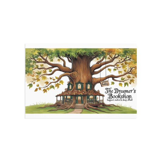 The Dreamer's Bookshop Colorful Tree and Books Card - The Dreamer's Bookshop.