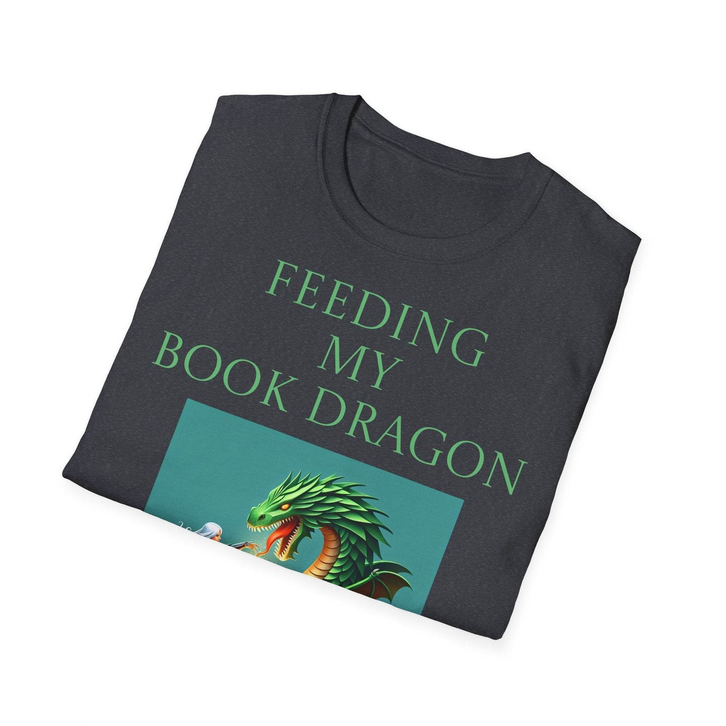 Inspirational Unisex Softstyle T-Shirt - 'Book Dragon' Motivational Design - The Dreamer's Bookshop.