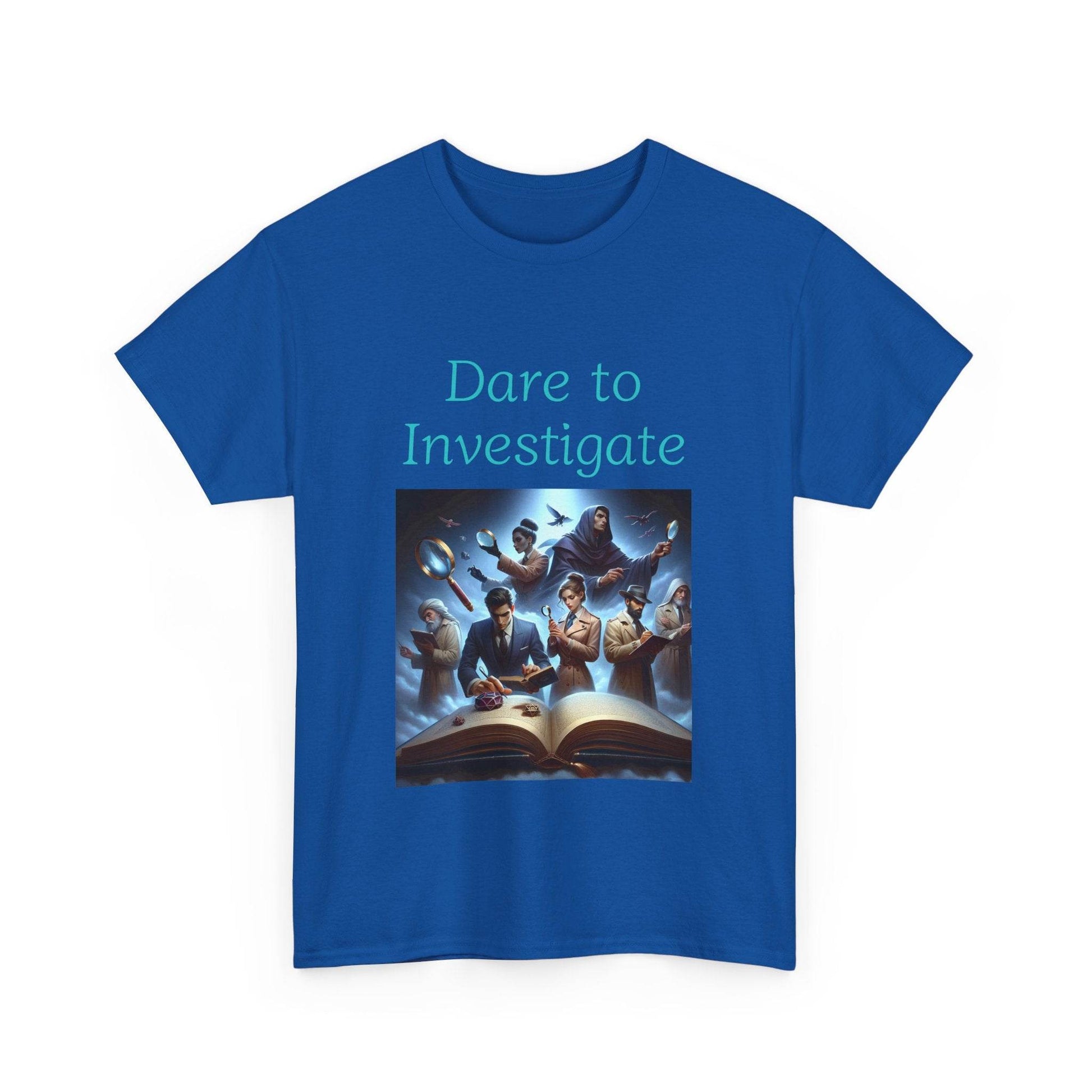 Investigate - Unisex Heavy Cotton Tee - Crime/Mystery Books - The Dreamer's Bookshop.