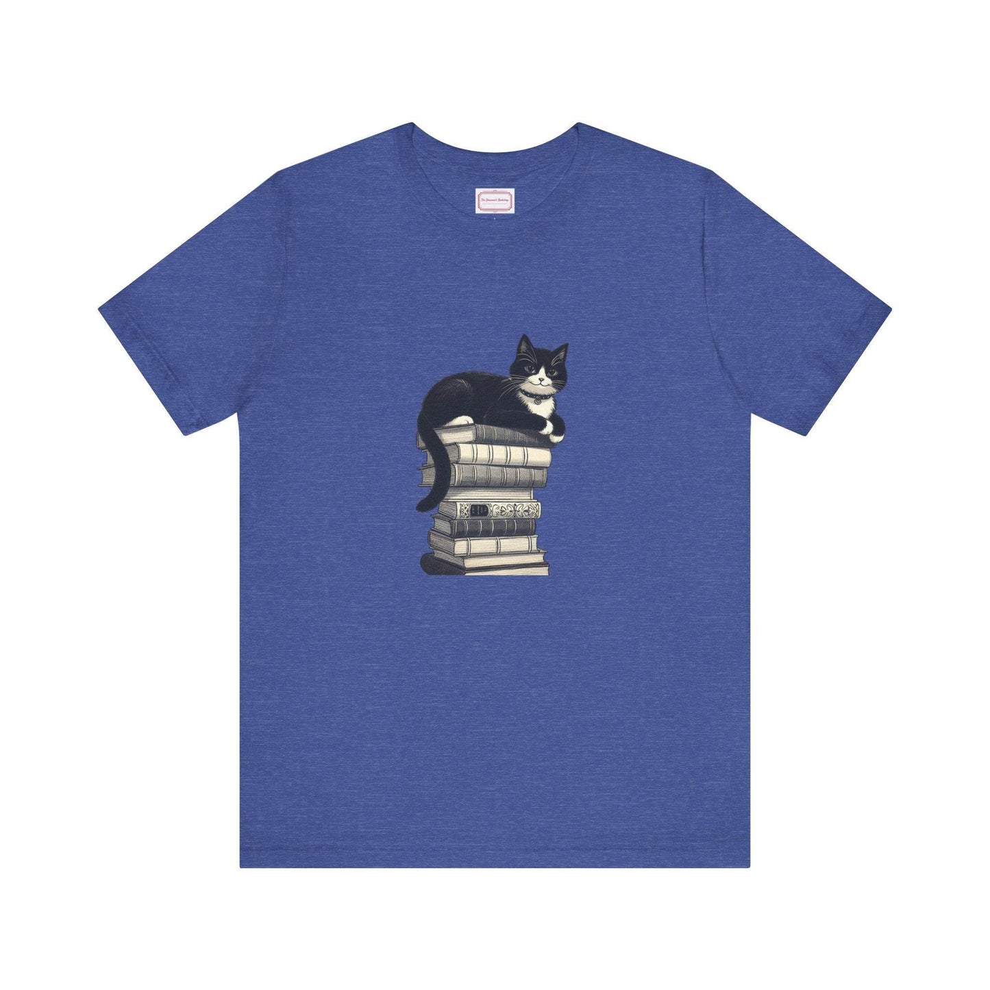 Unisex T-shirt - Vintage Cat Book Stack Booknerds - The Dreamer's Bookshop.