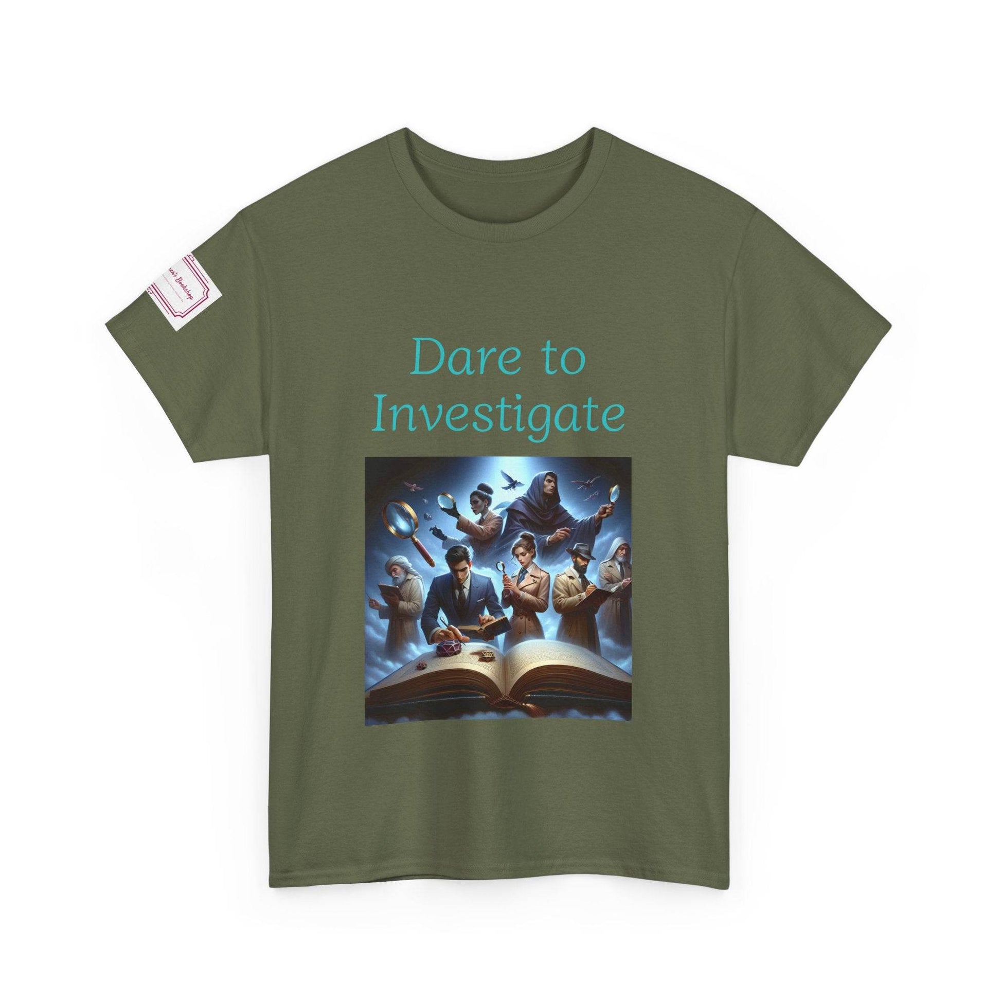 Investigate - Graphic Unisex Heavy Cotton Tee - Crime/Mystery Books - The Dreamer's Bookshop.