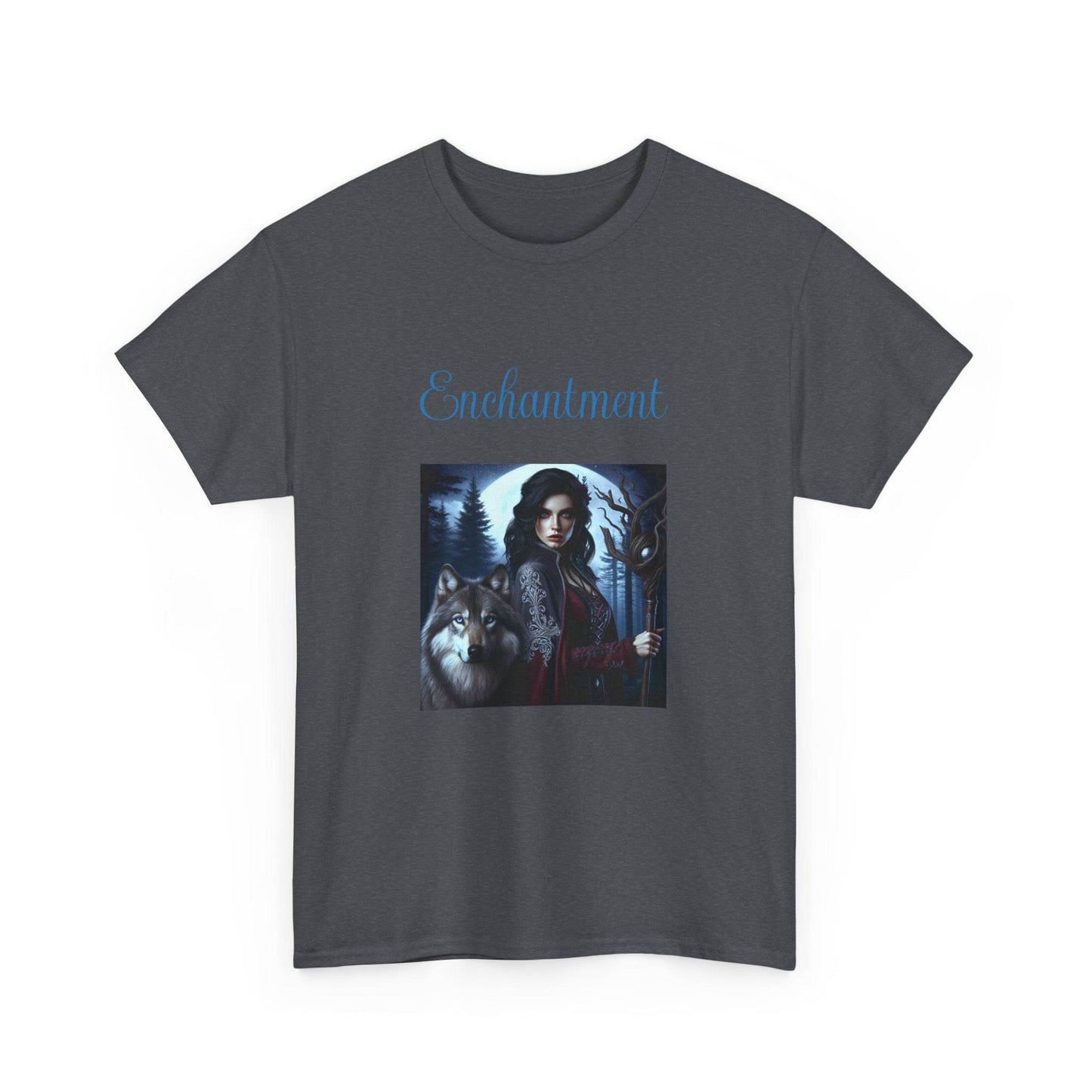 Enchanting Wolf Graphic Tee - Unisex Heavy Cotton T-Shirt for Nature Lovers - The Dreamer's Bookshop.