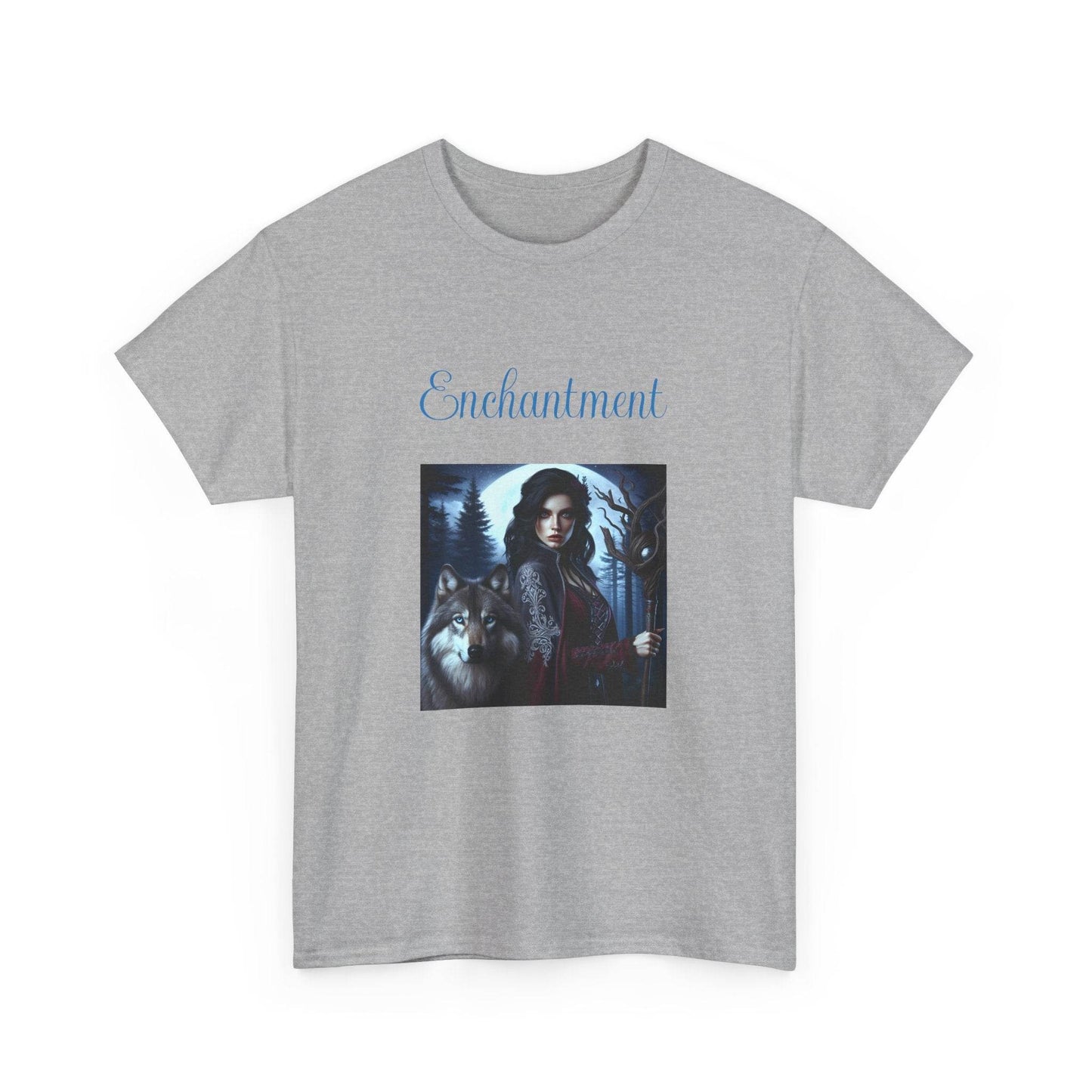 Enchanting Wolf Graphic Tee - Unisex Heavy Cotton T-Shirt for Nature Lovers - The Dreamer's Bookshop.