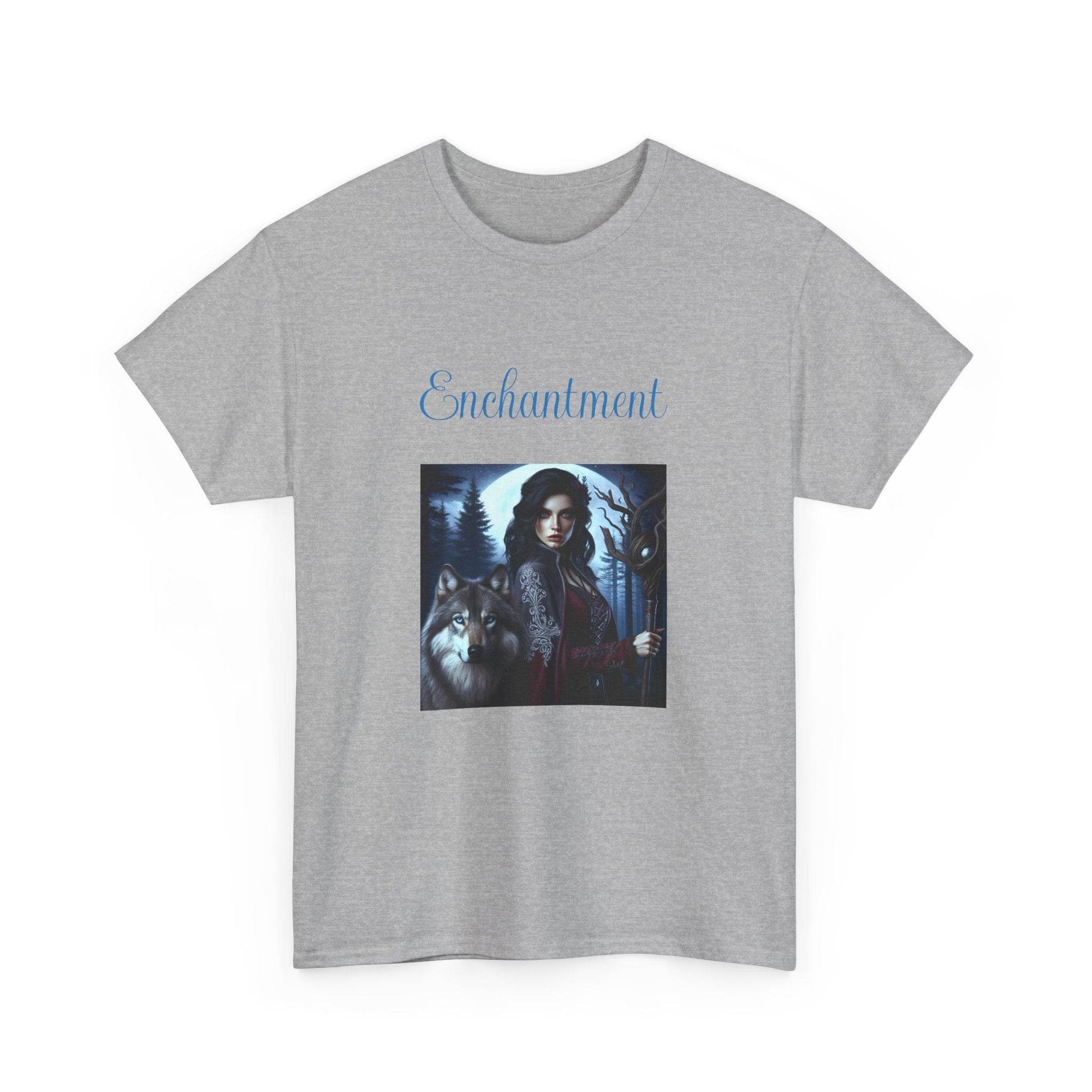 Enchanting Wolf Graphic Tee - Unisex Heavy Cotton T-Shirt for Nature Lovers - The Dreamer's Bookshop.