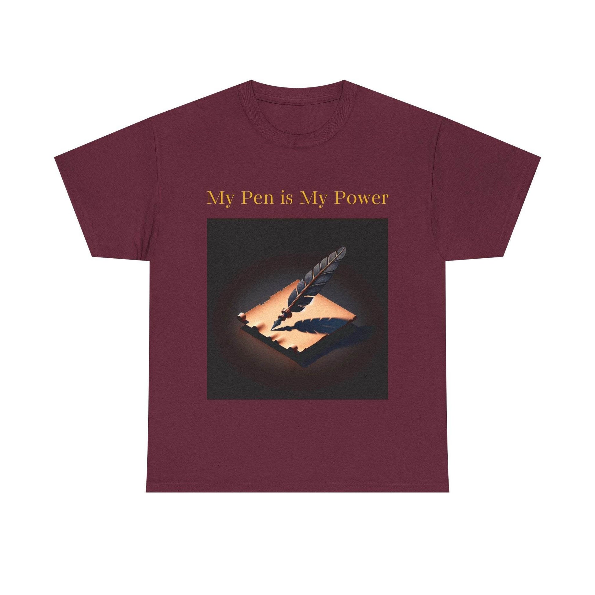 My Pen is My Power Unisex Heavy Cotton Tee - Creative Writer's Apparel - The Dreamer's Bookshop.