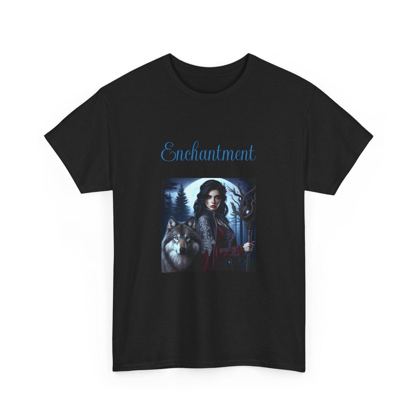 Enchanting Wolf Graphic Tee - Unisex Heavy Cotton T-Shirt for Nature Lovers - The Dreamer's Bookshop.