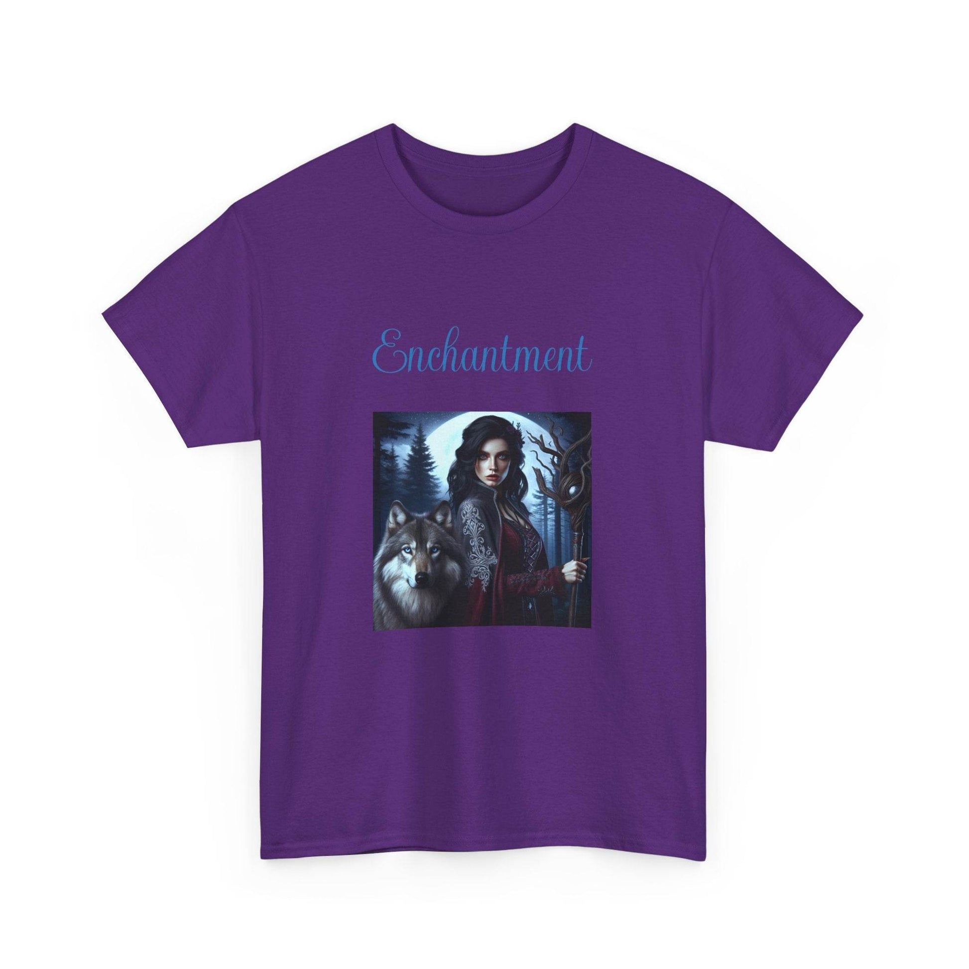 Enchanting Wolf Graphic Tee - Unisex Heavy Cotton T-Shirt for Nature Lovers - The Dreamer's Bookshop.