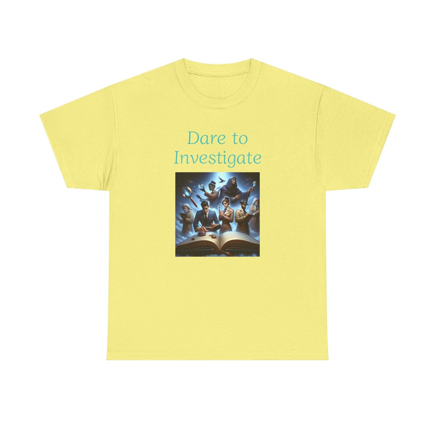Investigate - Graphic Tee - Unisex Heavy Cotton T-Shirt Crime/Mystery Books - The Dreamer's Bookshop.