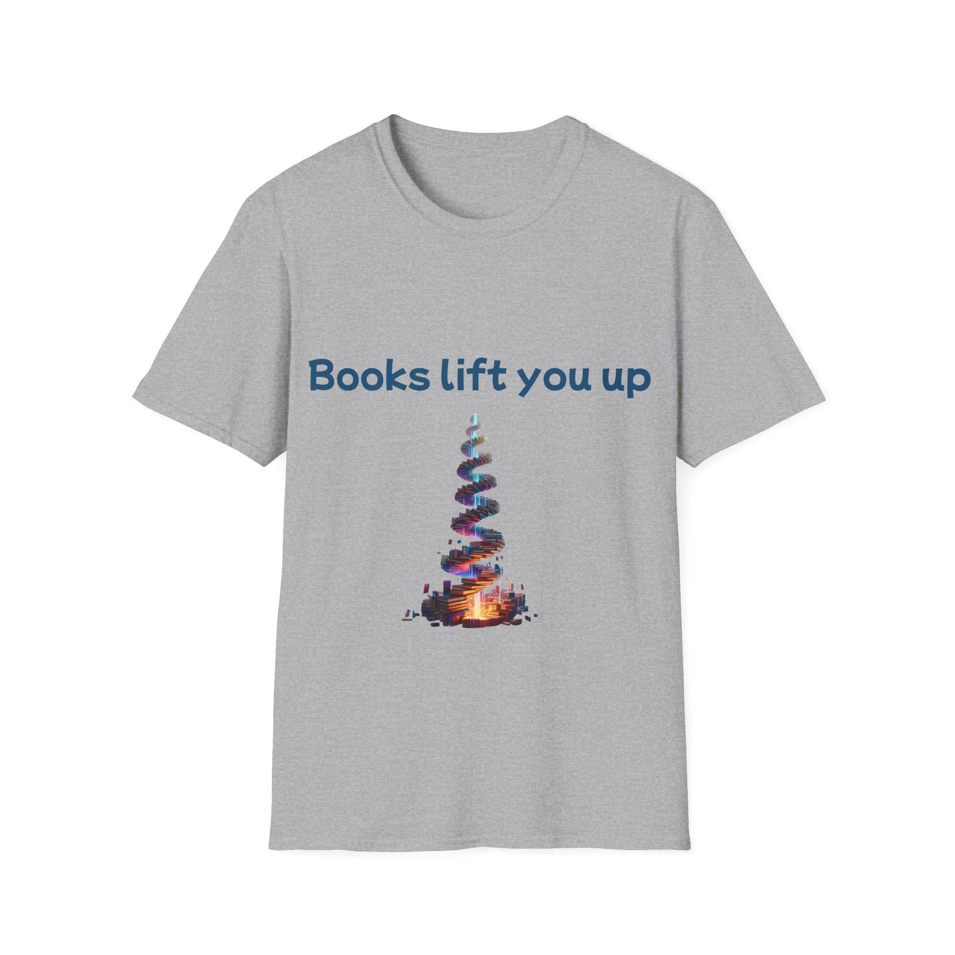Inspirational Unisex Softstyle T-Shirt - Books Lift You Up - The Dreamer's Bookshop.