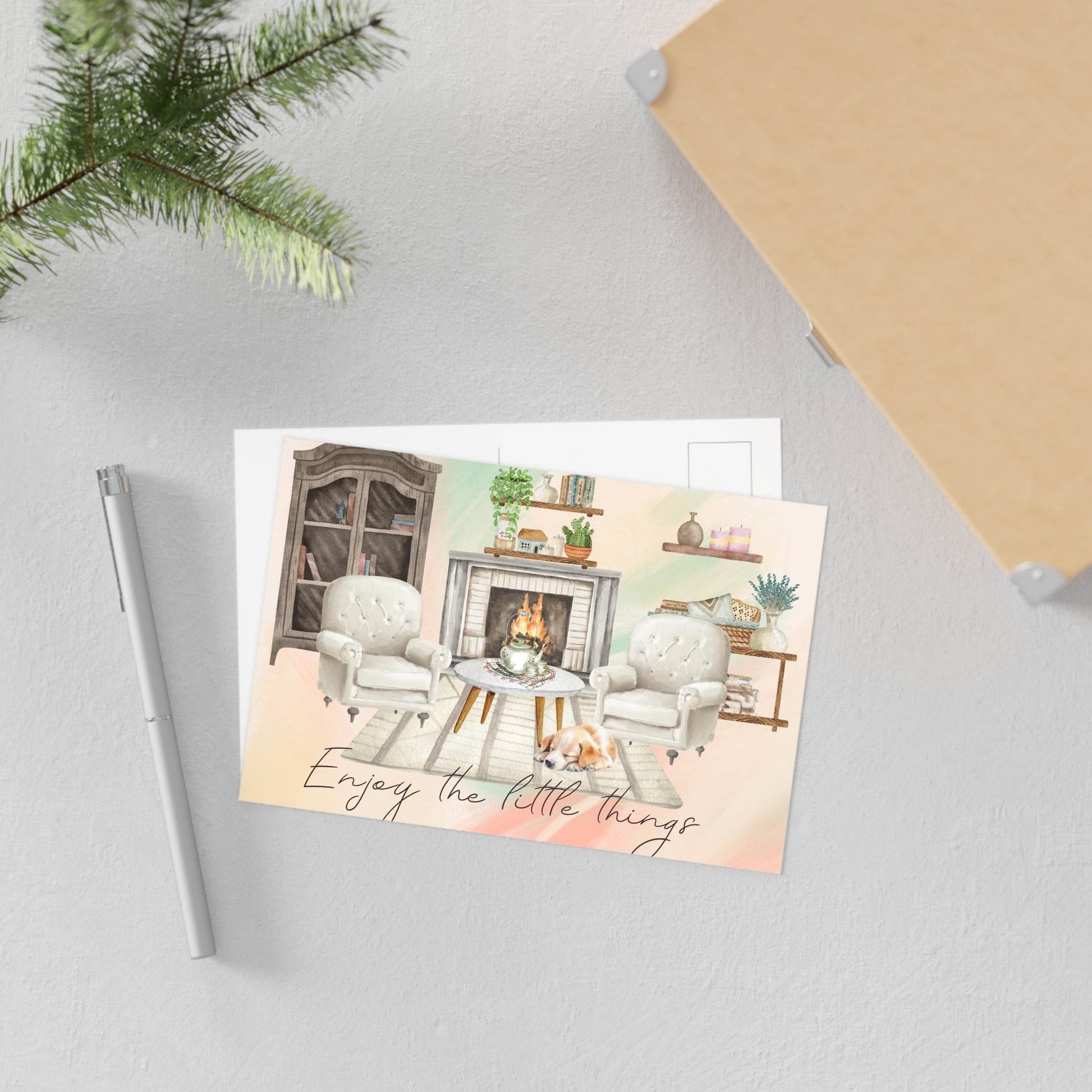 The Dreamer's Bookshop "Fireplace" Enjoy the Little Things Card - The Dreamer's Bookshop.