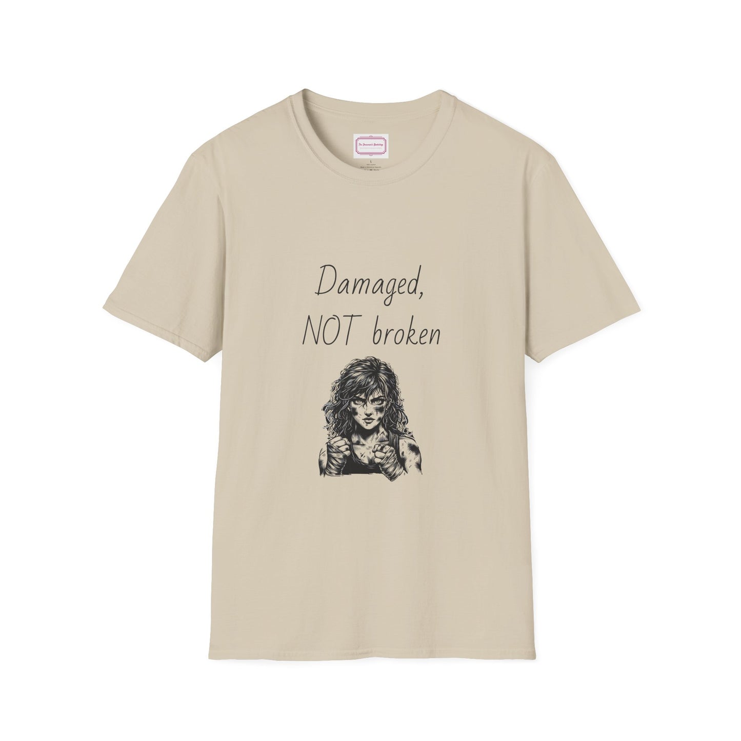 Inspirational Unisex Softstyle T-Shirt - "Damaged, NOT broken" - The Dreamer's Bookshop.