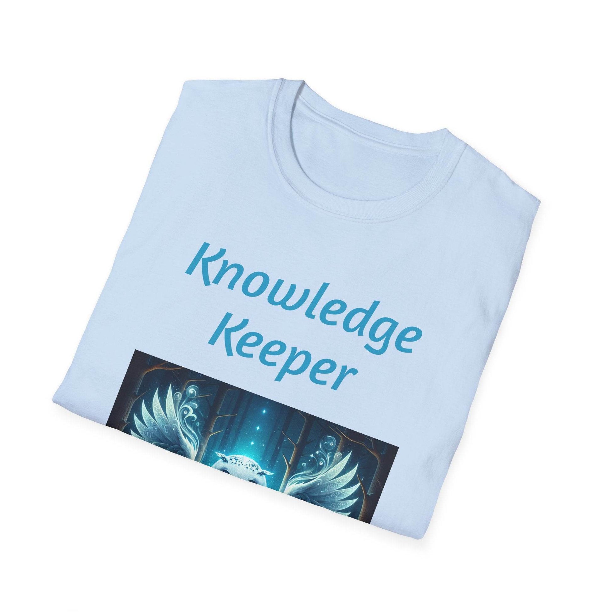 Knowledge Keeper Graphic T-Shirt - Unisex Softstyle Tee, Owl Design - Proud Reader - The Dreamer's Bookshop.