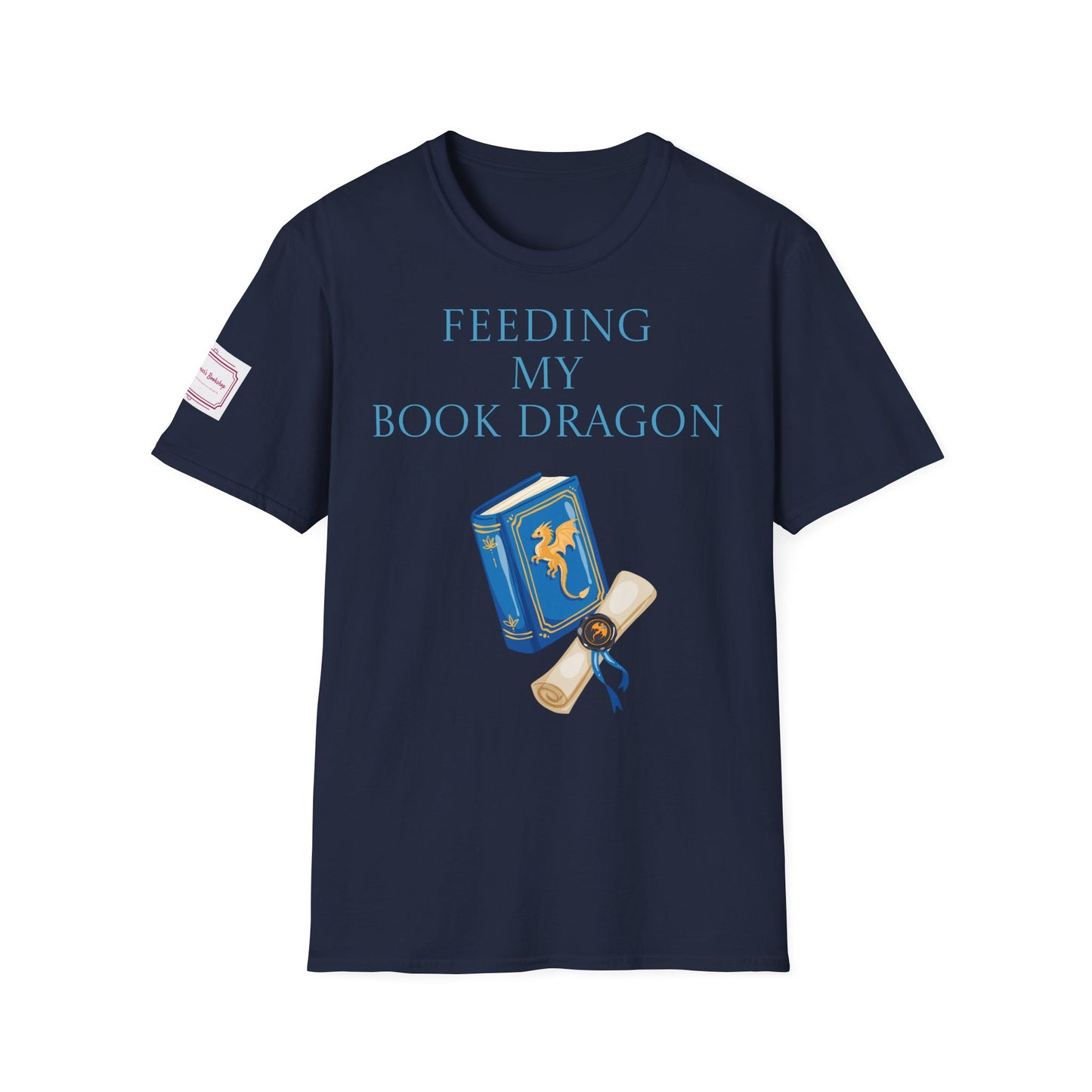 Inspirational Unisex Softstyle T-Shirt - 'Book Dragon' Motivational Design