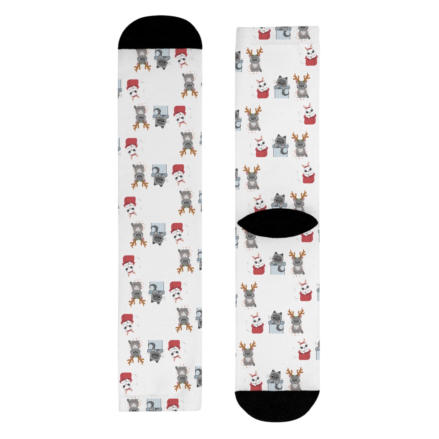 Christmas Cats Crew Socks — Cute Holiday Sublimation Socks