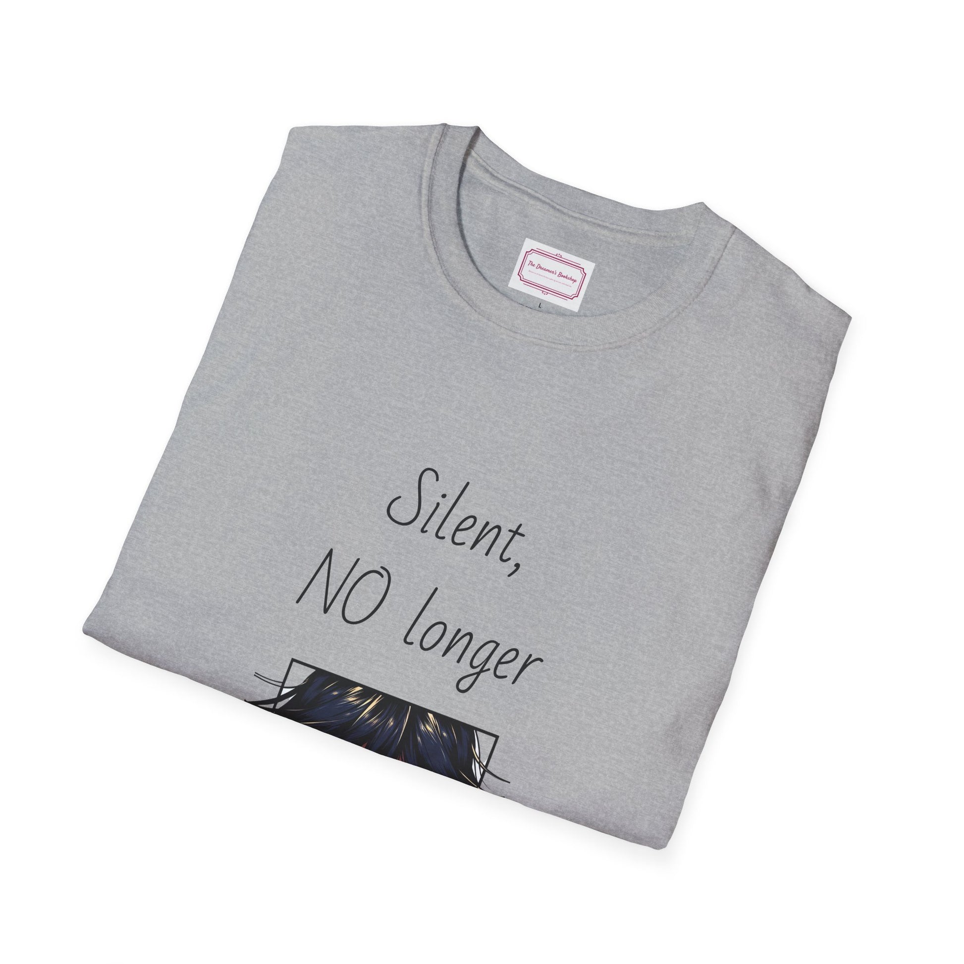 Inspirational Unisex Softstyle T-Shirt - "Silent, NO longer" - The Dreamer's Bookshop.