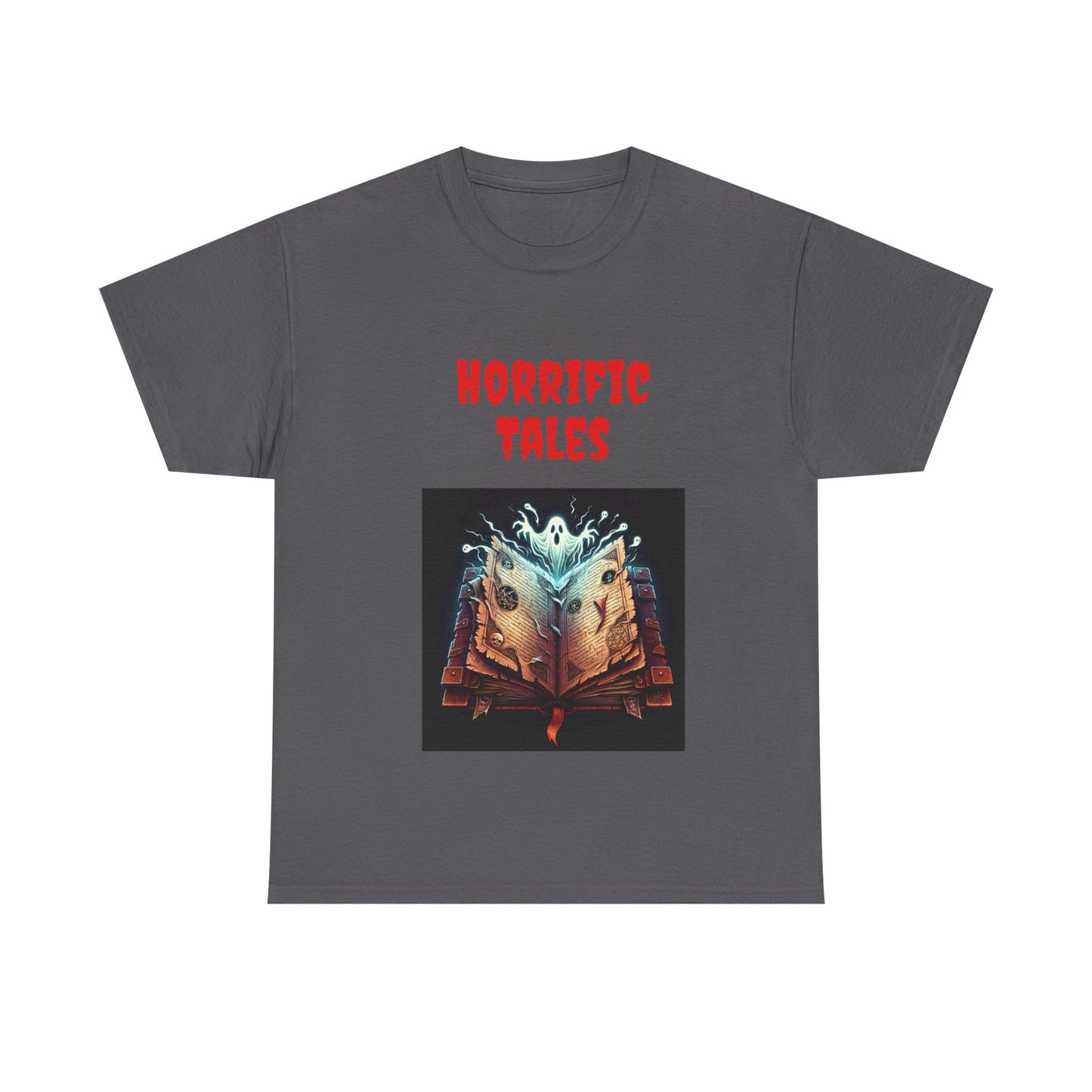 Book Lover's Unisex Heavy Cotton Tee - "Horrific Tales" - The Dreamer's Bookshop.