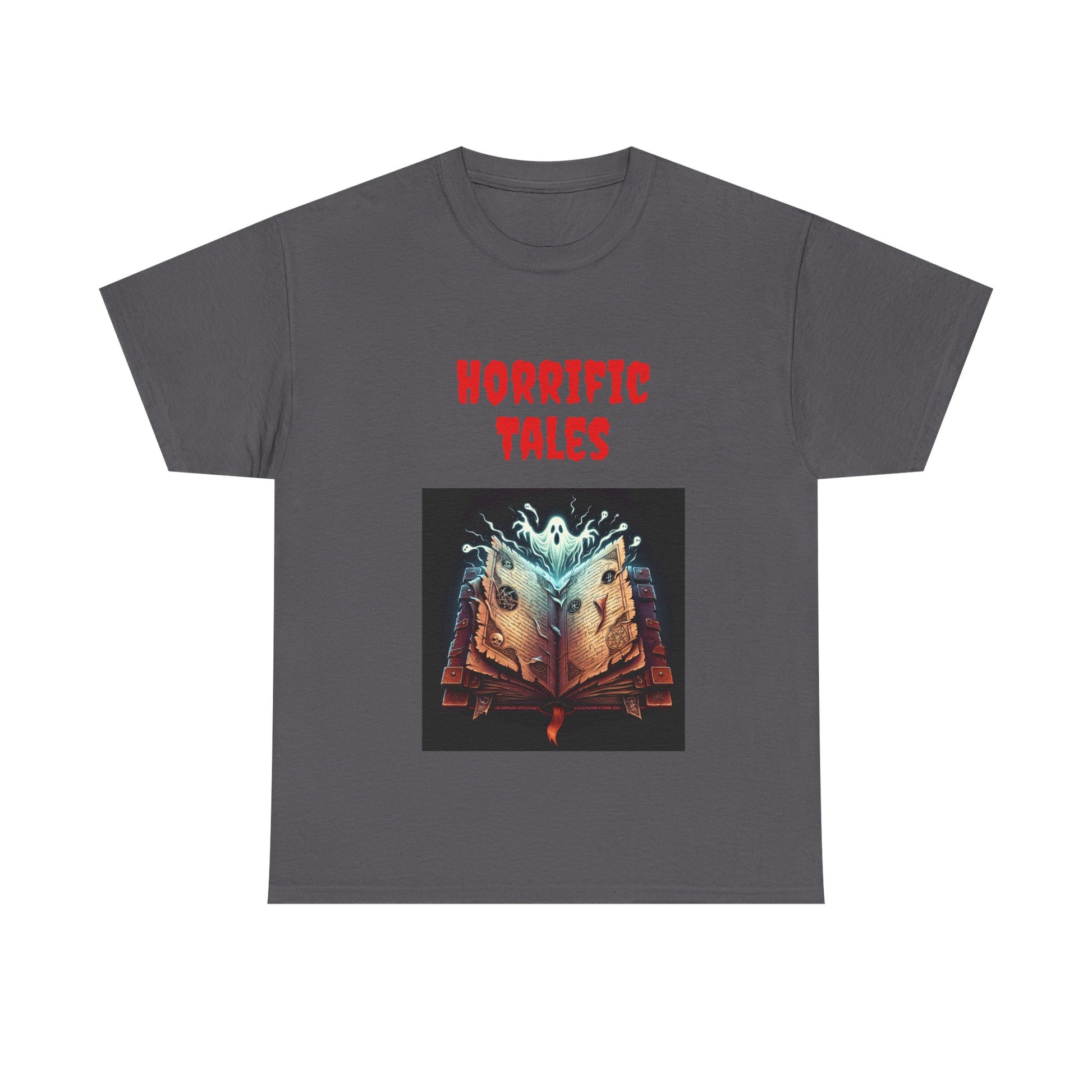 Book Lover's Unisex Heavy Cotton Tee - "Horrific Tales" - The Dreamer's Bookshop.