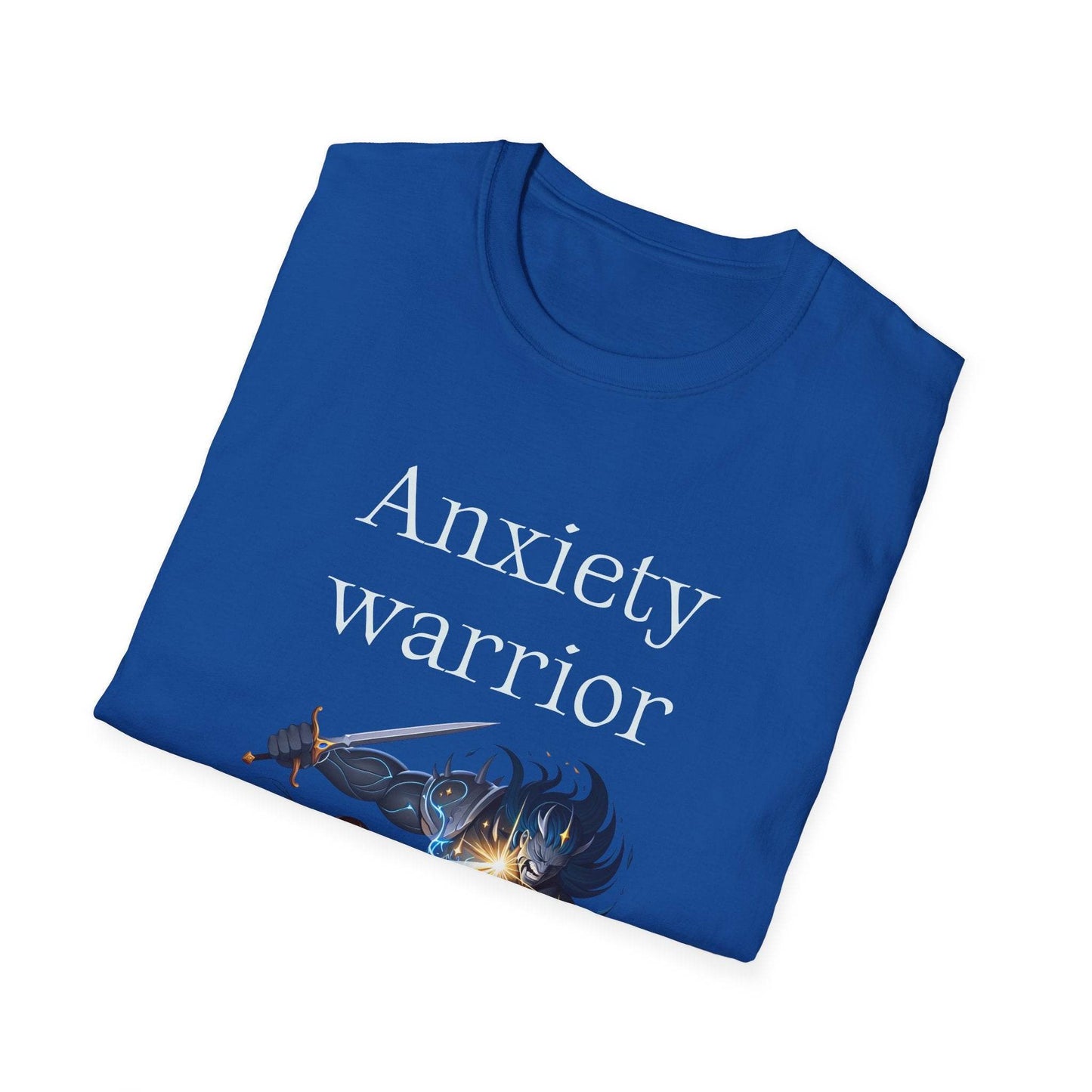 Anxiety Warrior Unisex Softstyle T-Shirt - Empowering Battle Against Mental Health - The Dreamer's Bookshop.