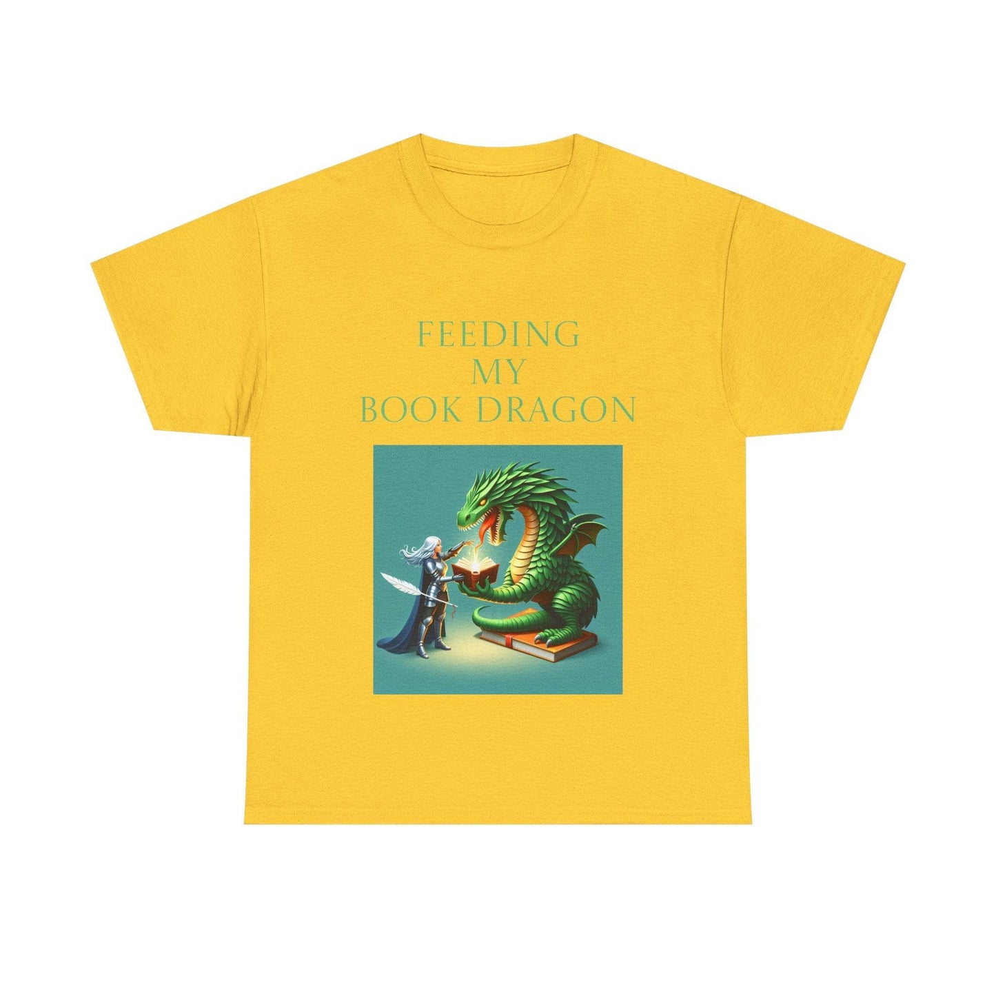 Book Dragon Unisex Heavy Cotton Tee - Creative Writer's Apparel - The Dreamer's Bookshop.