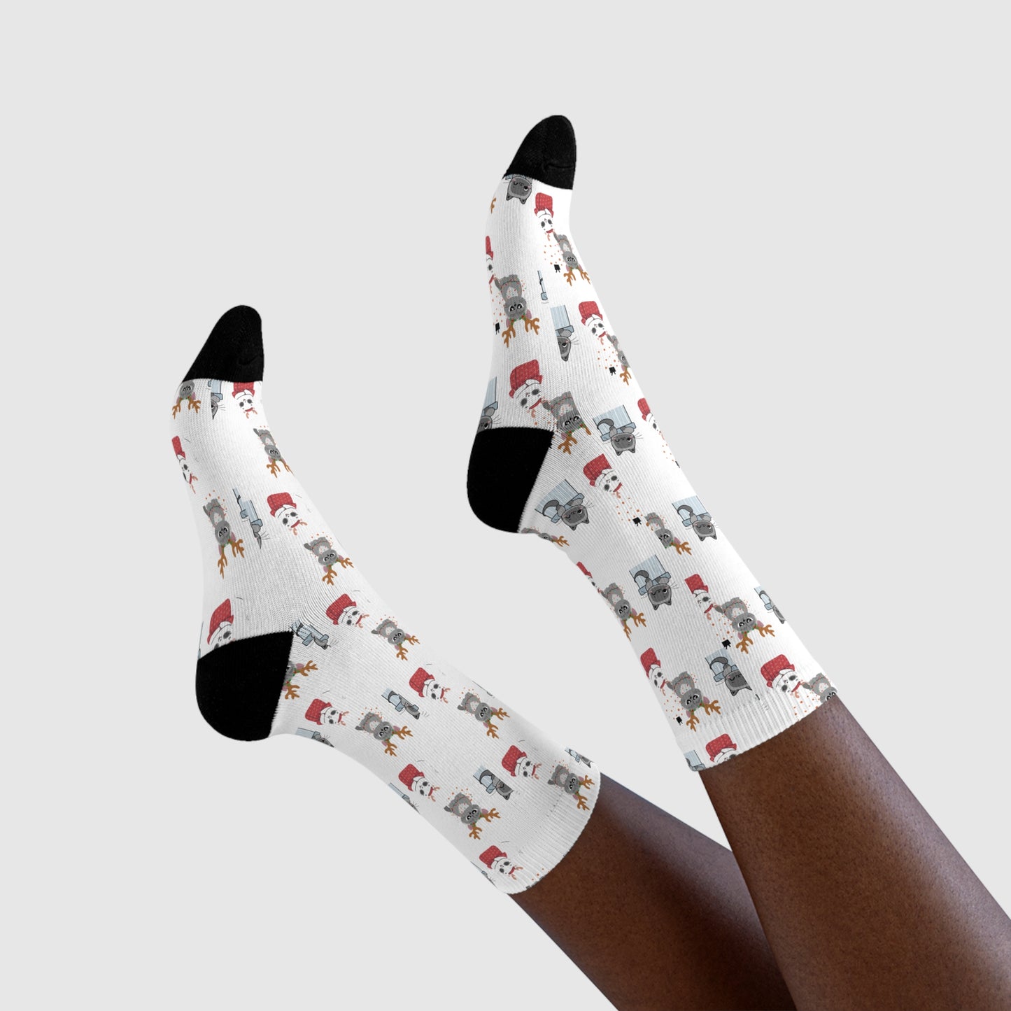 Christmas Cats Crew Socks — Cute Holiday Sublimation Socks