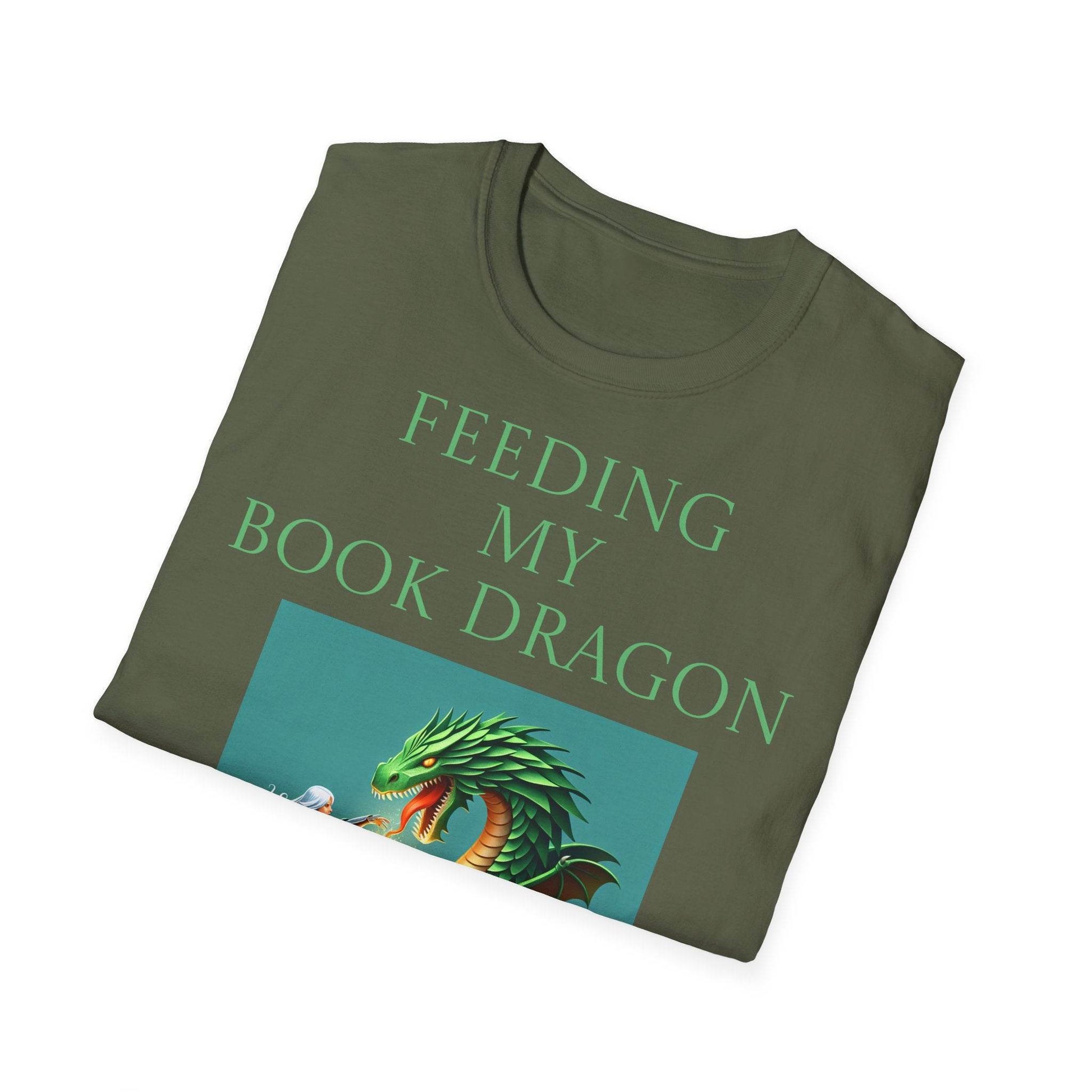 Inspirational Unisex Softstyle T-Shirt - 'Book Dragon' Motivational Design - The Dreamer's Bookshop.
