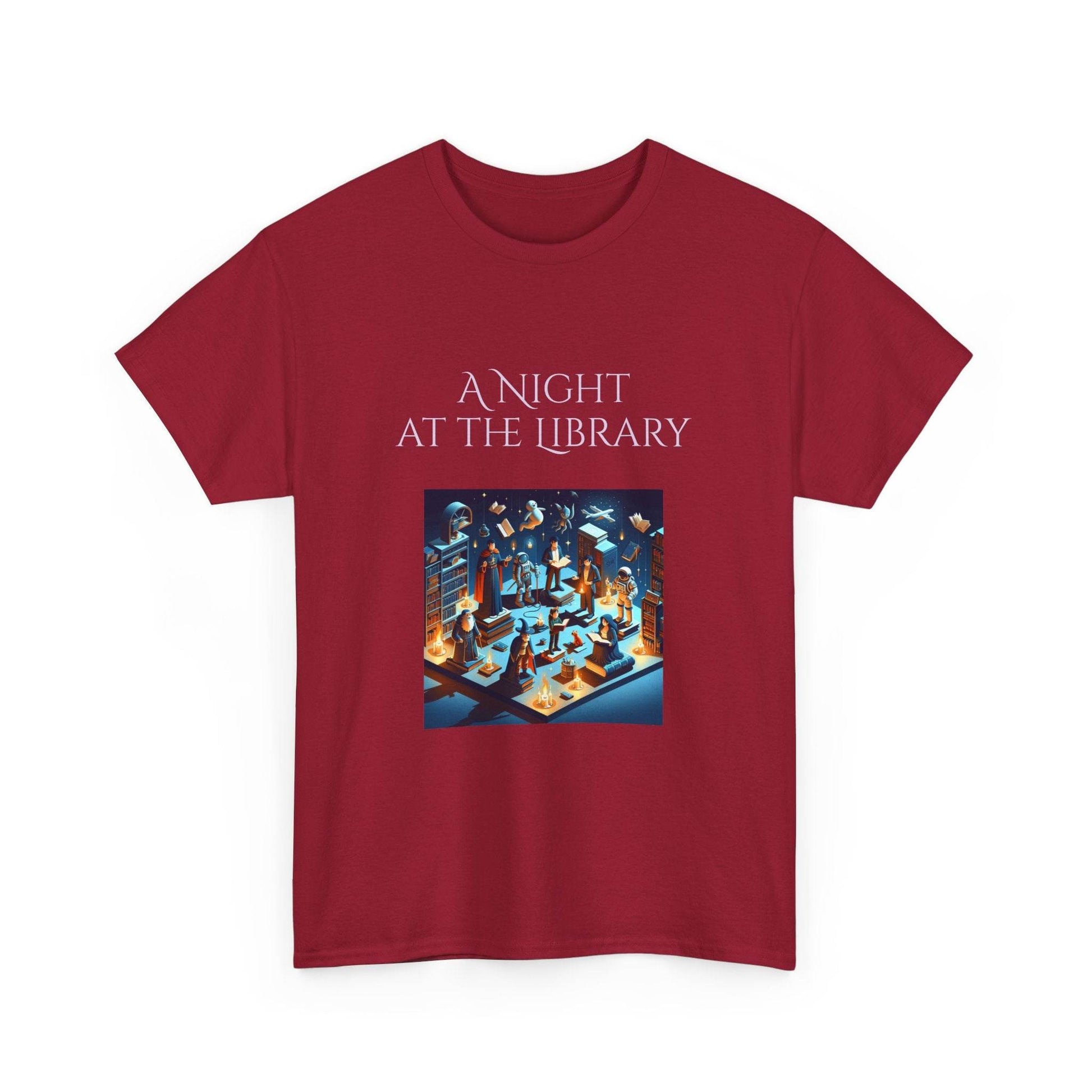 Night at the Library - A Unisex Heavy Cotton Tee - Perfect Gift for Book Lovers - The Dreamer's Bookshop.