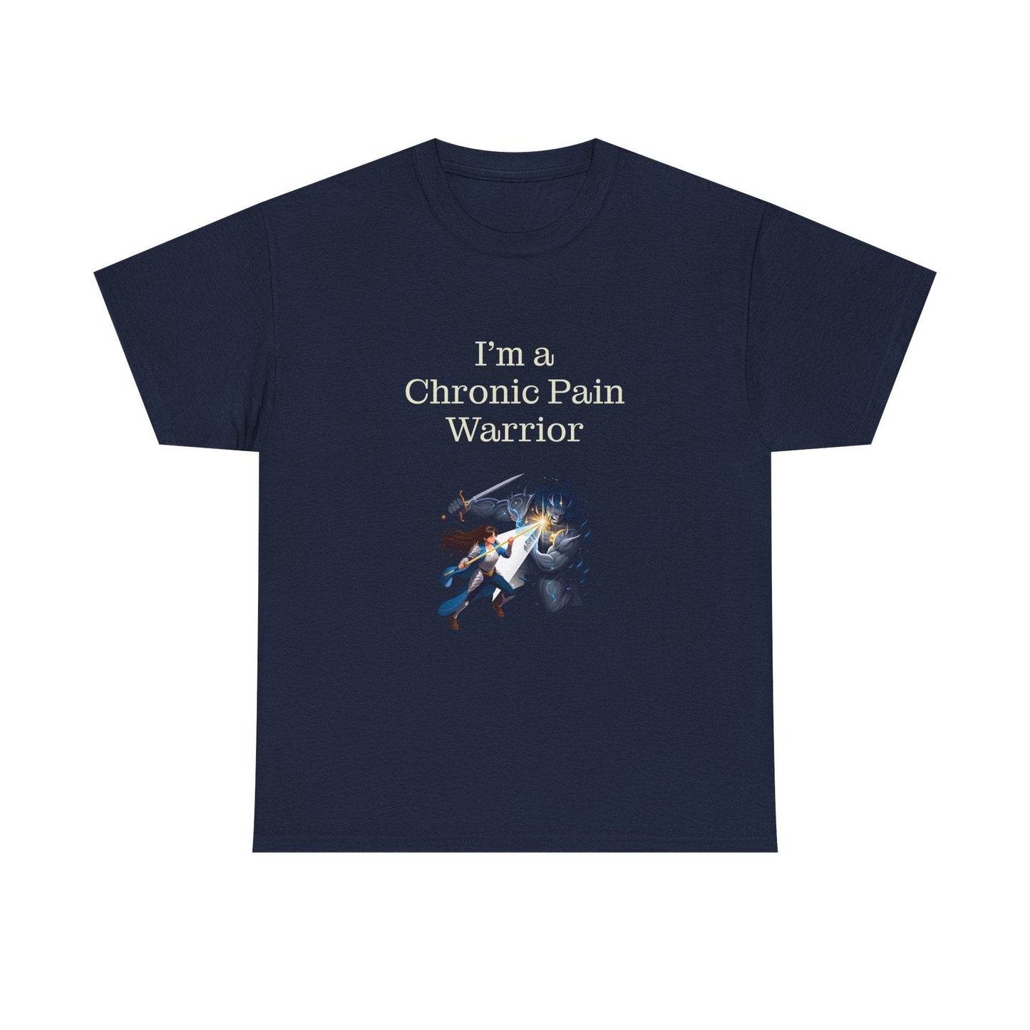 Chronic Pain Warrior Unisex Heavy Cotton Tee - Inspirational Battle T-Shirt - The Dreamer's Bookshop.
