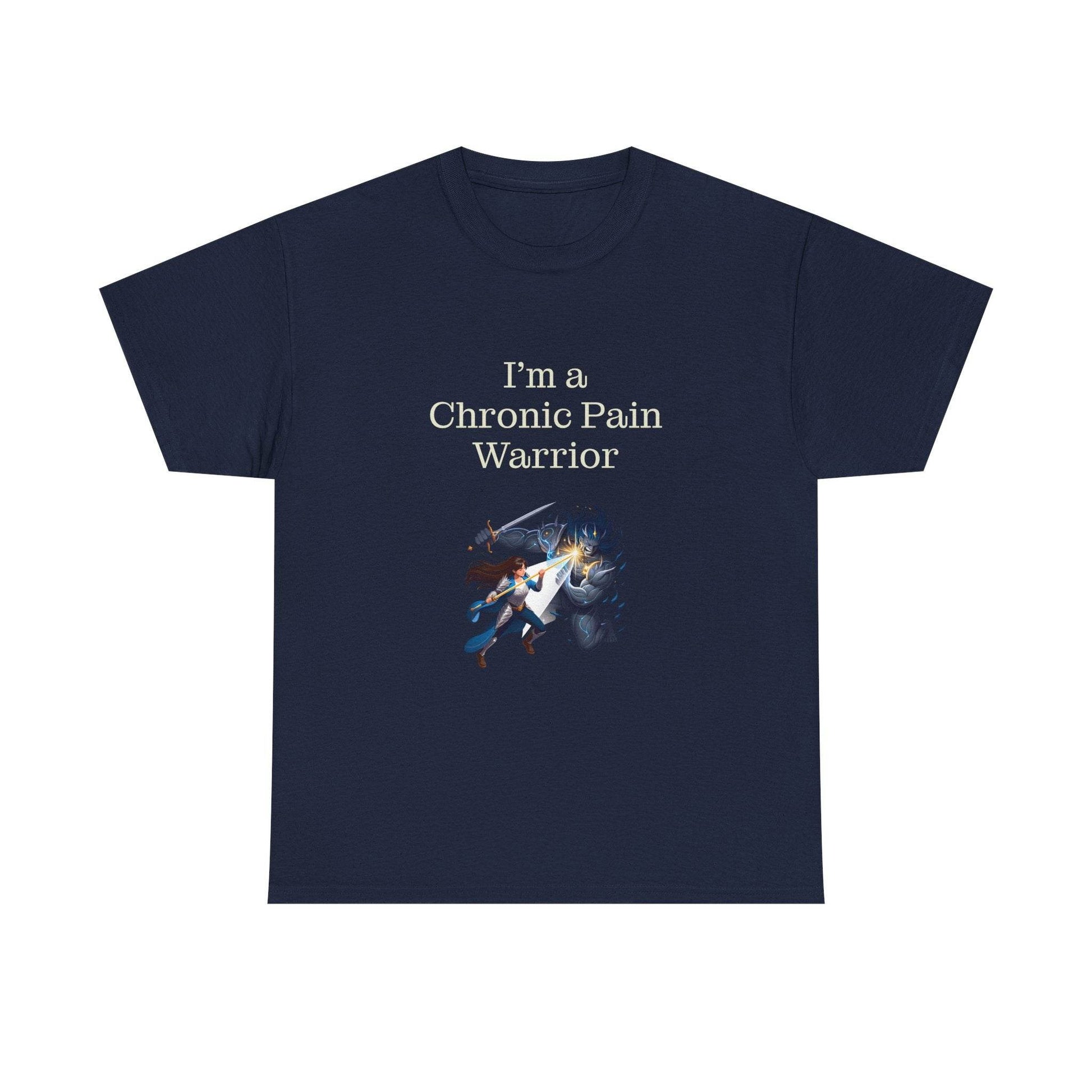 Chronic Pain Warrior Unisex Heavy Cotton Tee - Inspirational Battle T-Shirt - The Dreamer's Bookshop.
