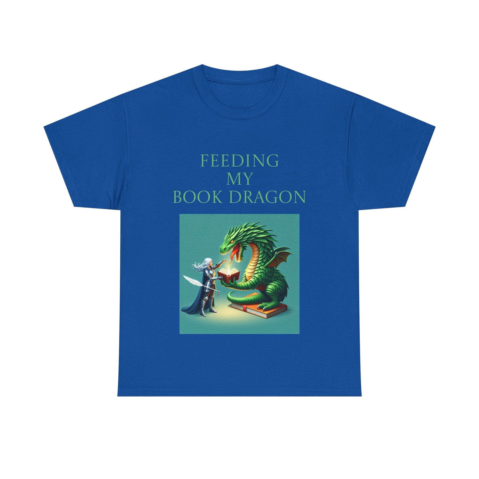 Book Dragon Unisex Heavy Cotton Tee - Creative Writer's Apparel - The Dreamer's Bookshop.