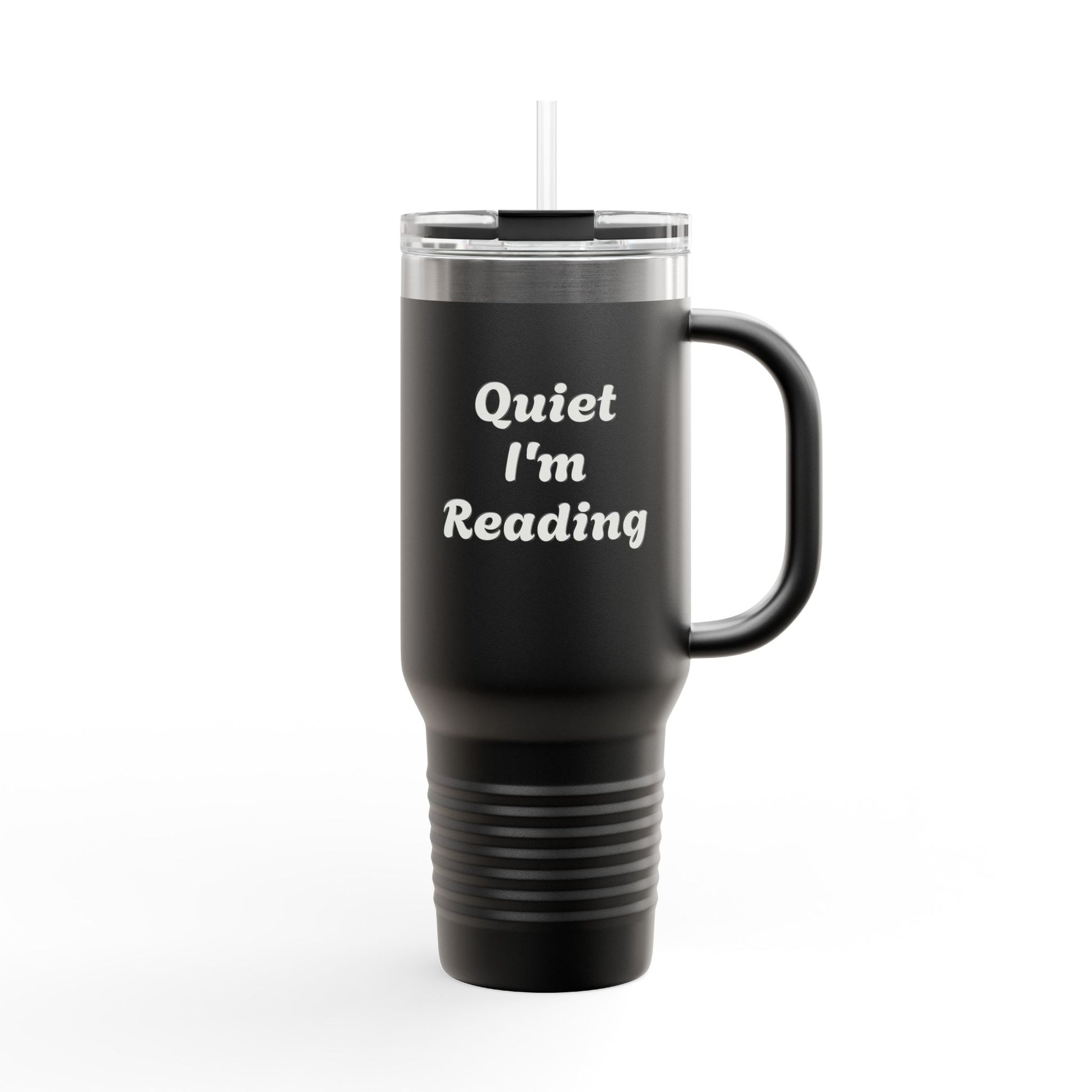 Insulated Travel Mug - "Quiet I'm Reading" - 40oz Coffee Cup for Book Lovers - The Dreamer's Bookshop.