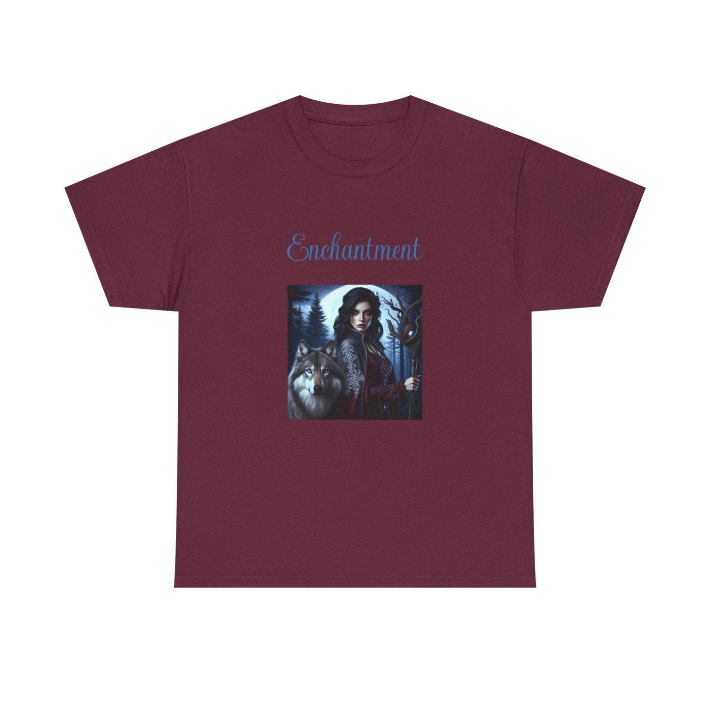 Enchanting Wolf Graphic Tee - Unisex Heavy Cotton T-Shirt for Nature Lovers - The Dreamer's Bookshop.