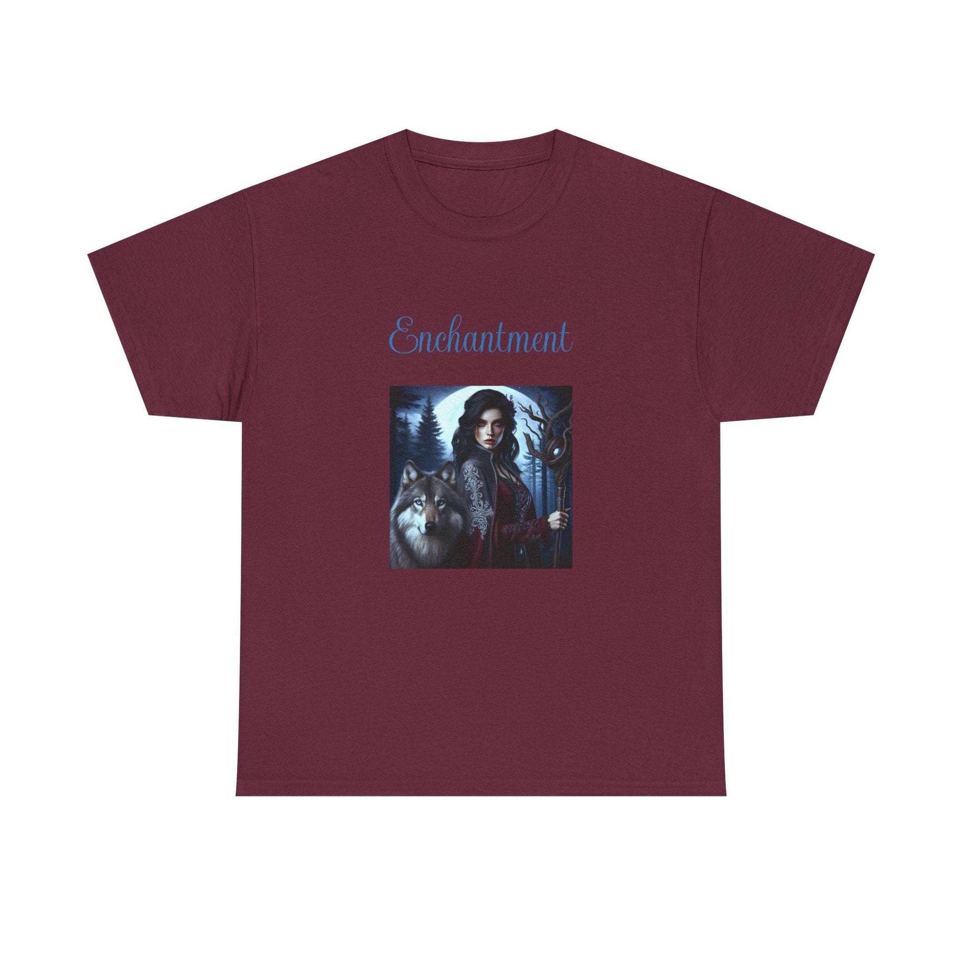 Enchanting Wolf Graphic Tee - Unisex Heavy Cotton T-Shirt for Nature Lovers - The Dreamer's Bookshop.