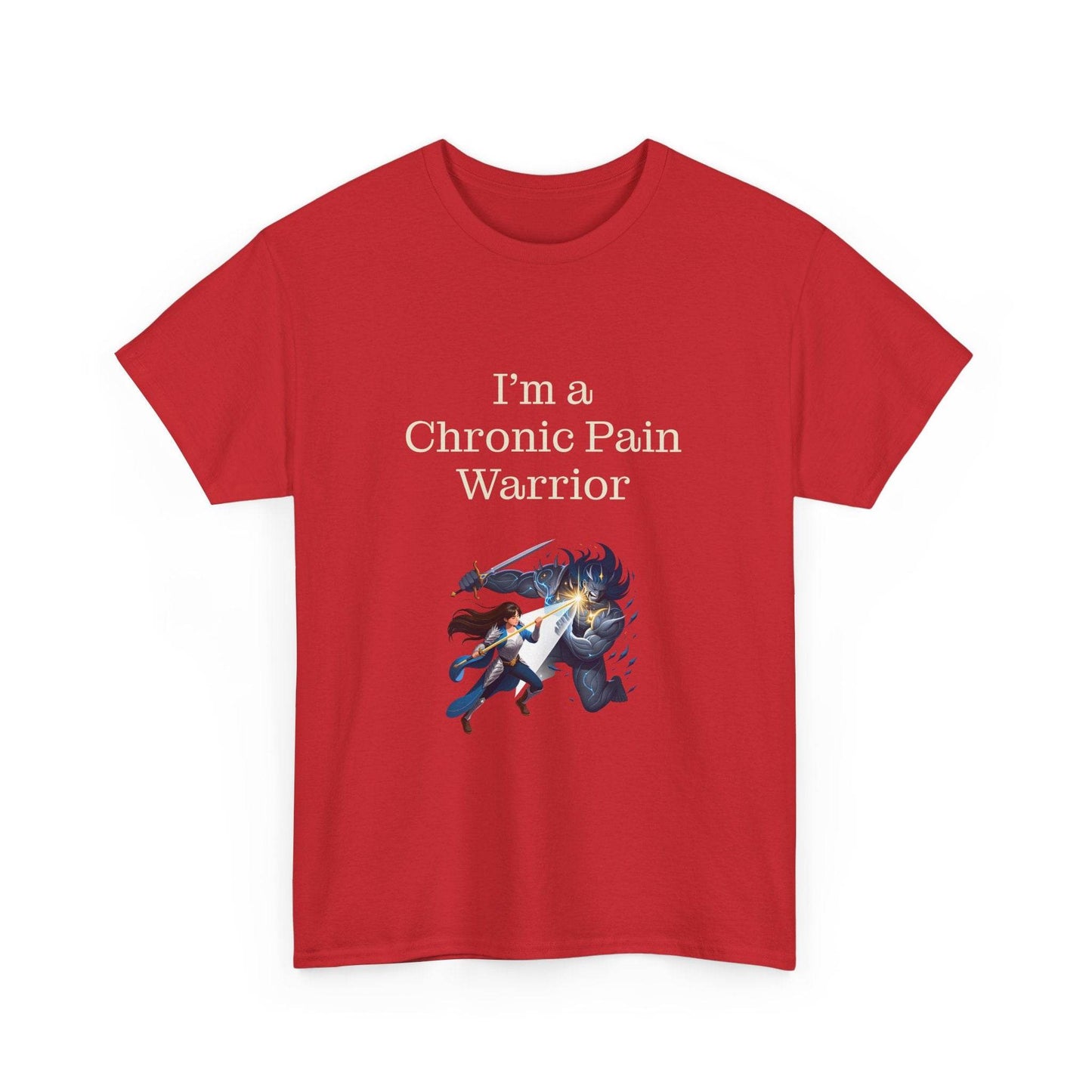 Chronic Pain Warrior Unisex Heavy Cotton Tee - Inspirational Battle T-Shirt - The Dreamer's Bookshop.