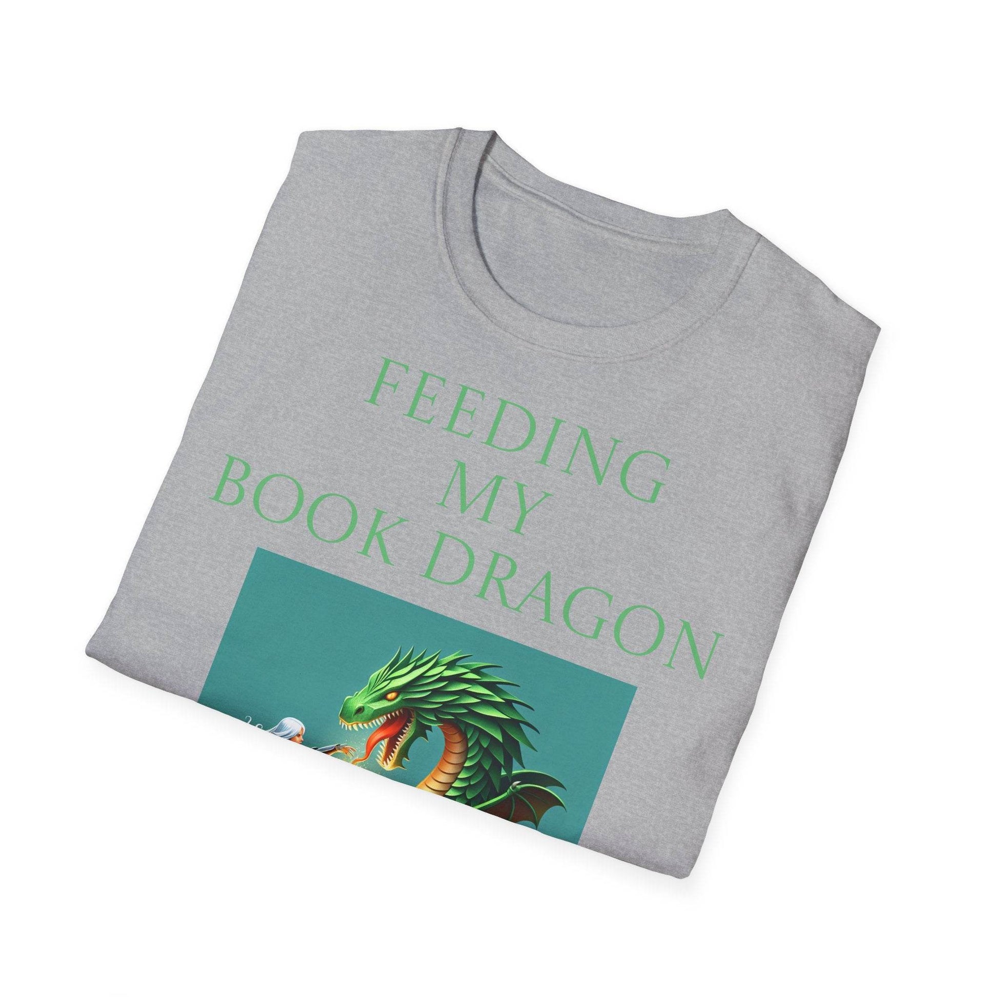Inspirational Unisex Softstyle T-Shirt - 'Book Dragon' Motivational Design - The Dreamer's Bookshop.