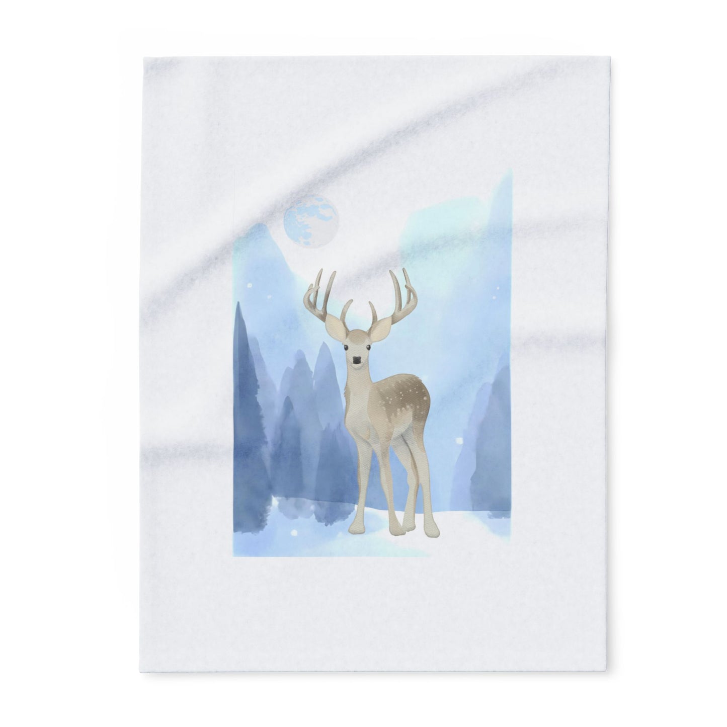 Cozy Arctic Fleece Blanket - Winter Deer Design