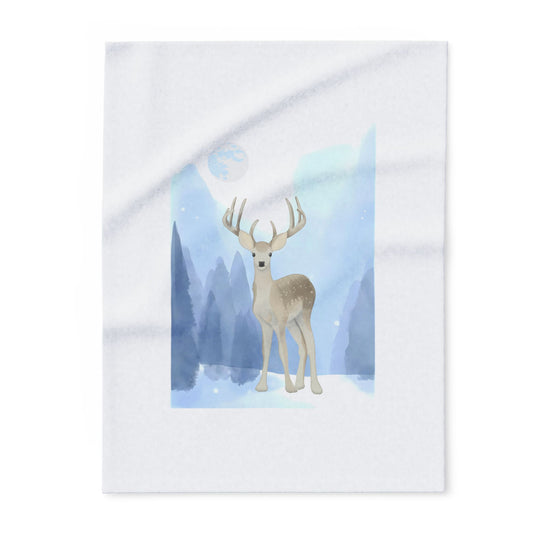 Cozy Arctic Fleece Blanket - Winter Deer Design