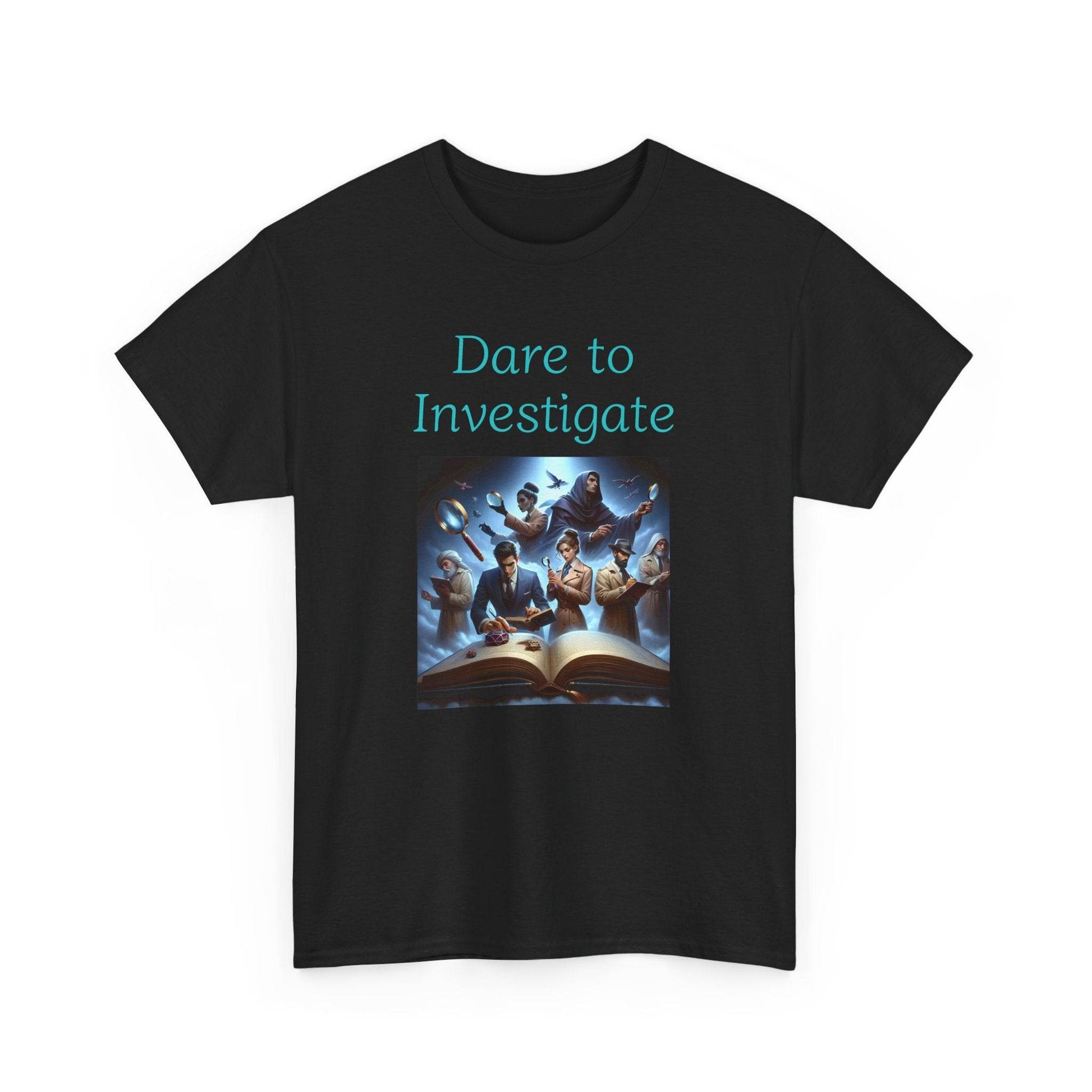 Investigate - Graphic Tee - Unisex Heavy Cotton T-Shirt Crime/Mystery Books - The Dreamer's Bookshop.