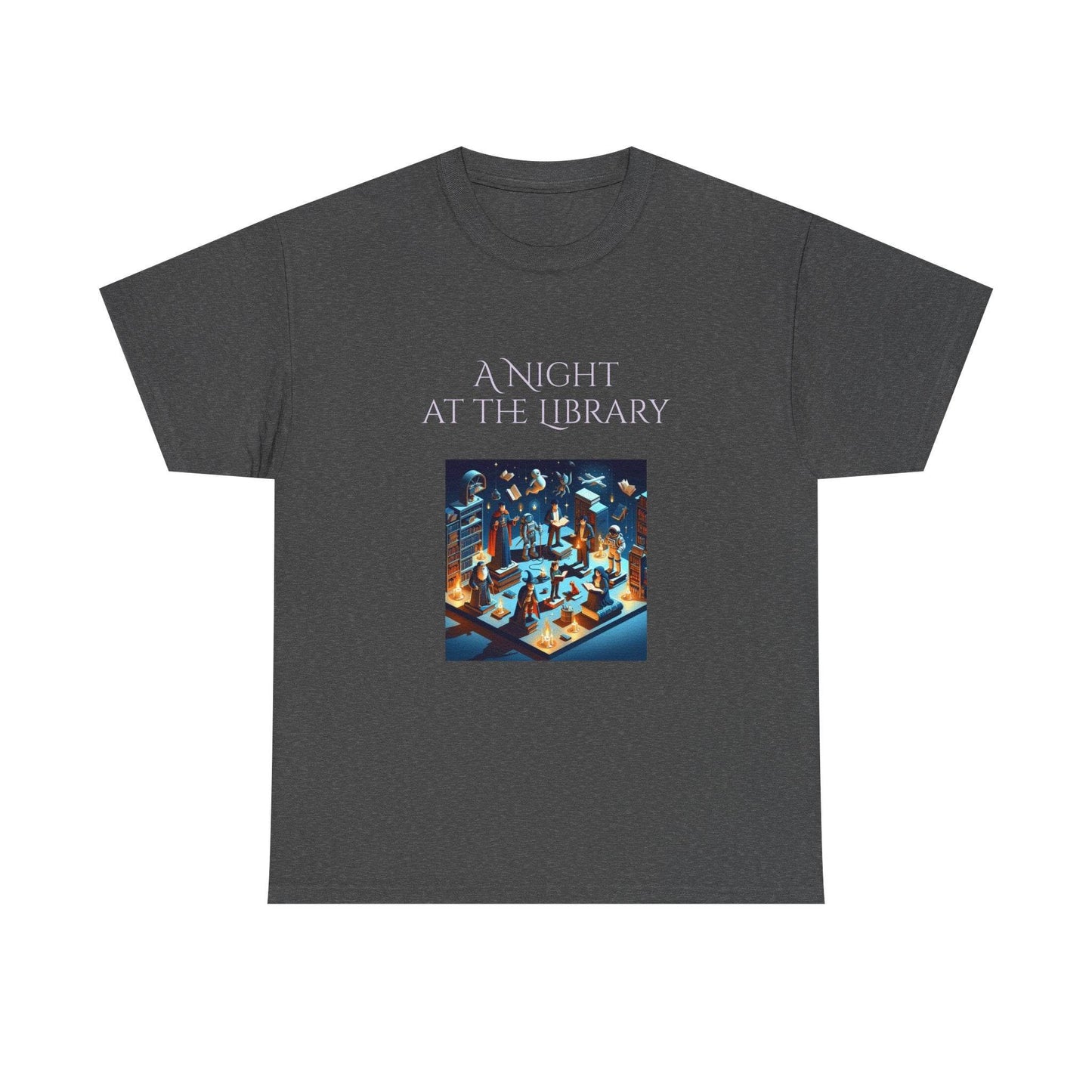Night at the Library - A Unisex Heavy Cotton Tee - Perfect Gift for Book Lovers - The Dreamer's Bookshop.