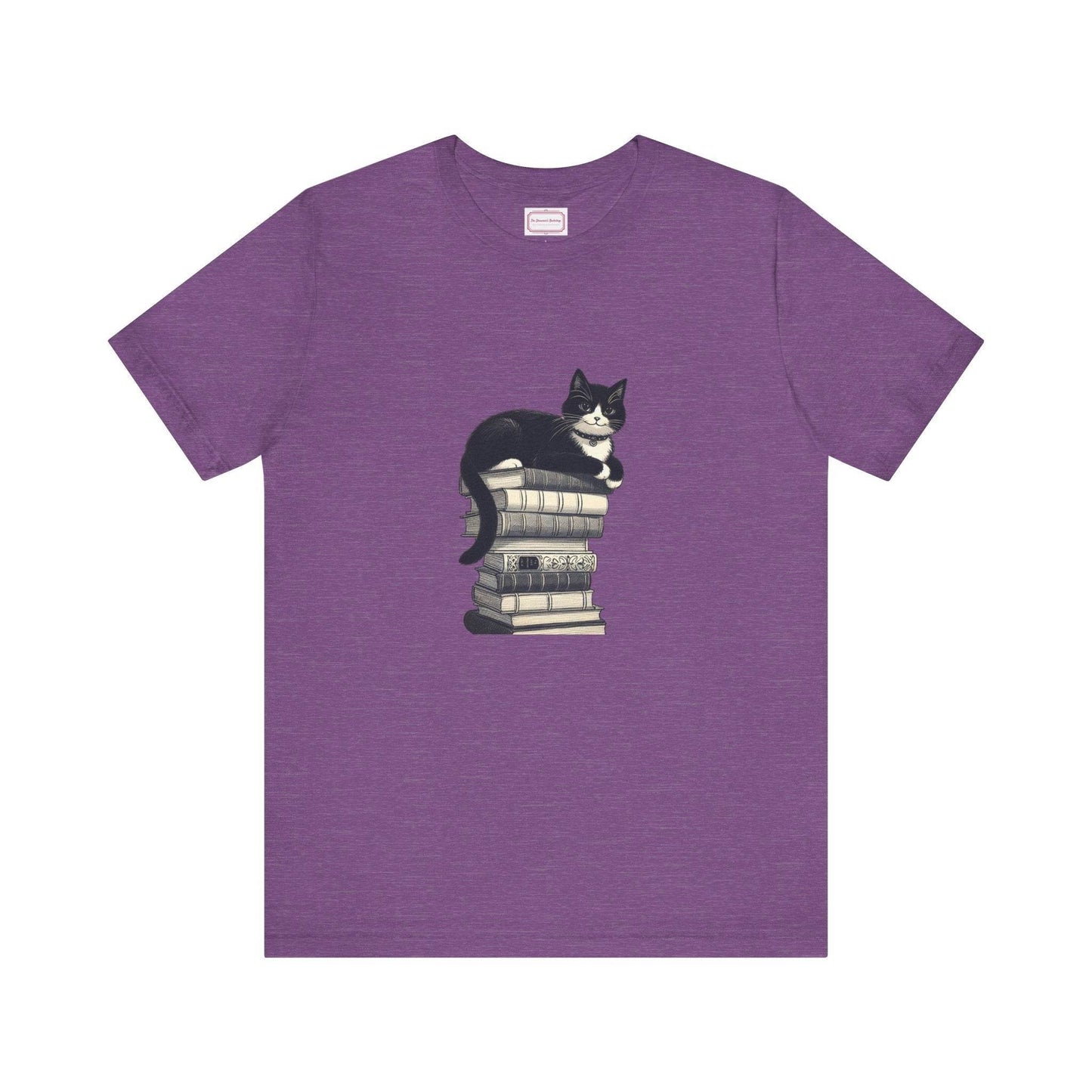 Unisex T-shirt - Vintage Cat Book Stack Booknerds - The Dreamer's Bookshop.