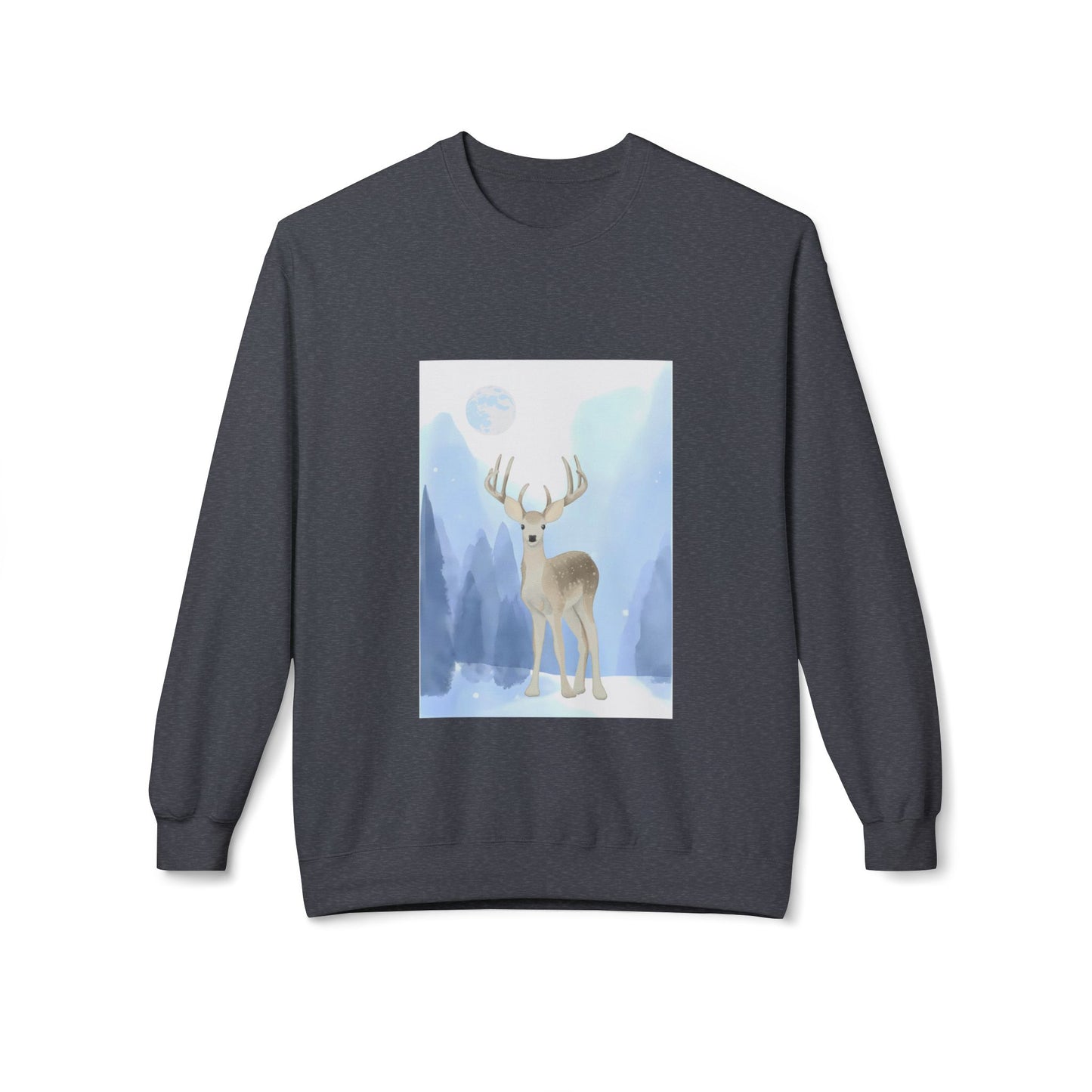 Winter Deer Fleece Crewneck Sweatshirt - Unisex Midweight