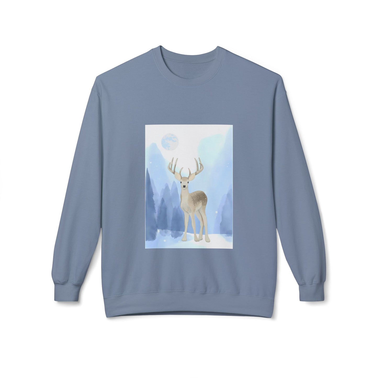 Winter Deer Fleece Crewneck Sweatshirt - Unisex Midweight