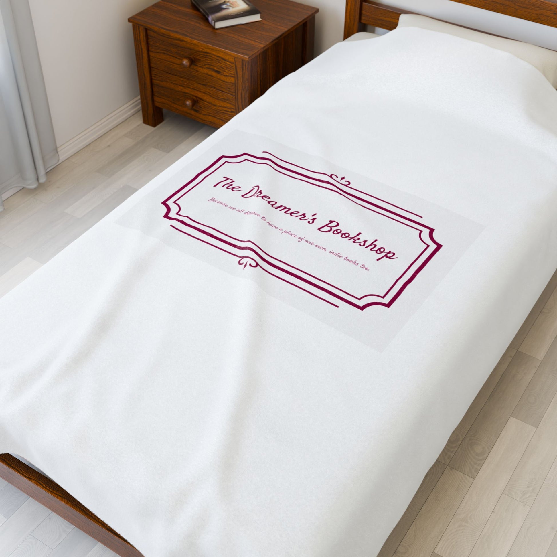 Cozy Velveteen Plush Blanket - "The Dreamer's Bookshop" Design - Perfect for Book Lovers and Cozy Nights - The Dreamer's Bookshop.