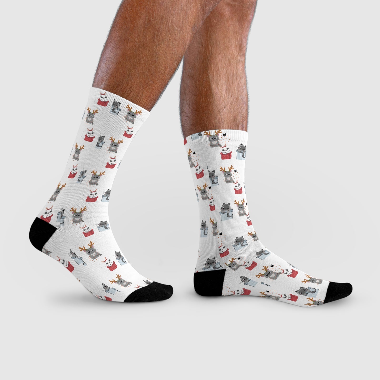 Christmas Cats Crew Socks — Cute Holiday Sublimation Socks