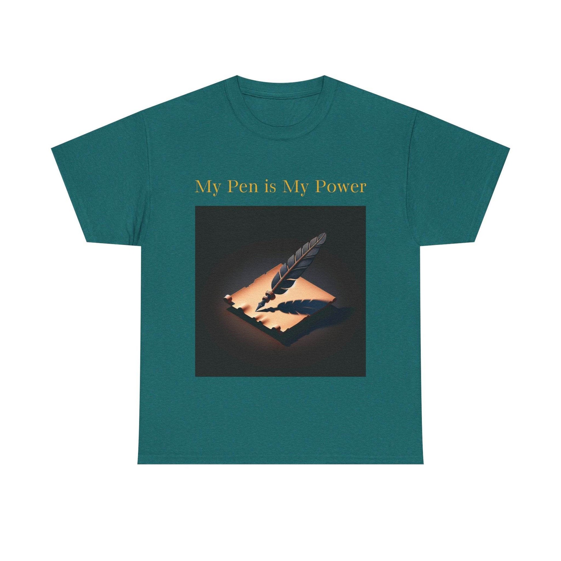 My Pen is My Power Unisex Heavy Cotton Tee - Creative Writer's Apparel - The Dreamer's Bookshop.
