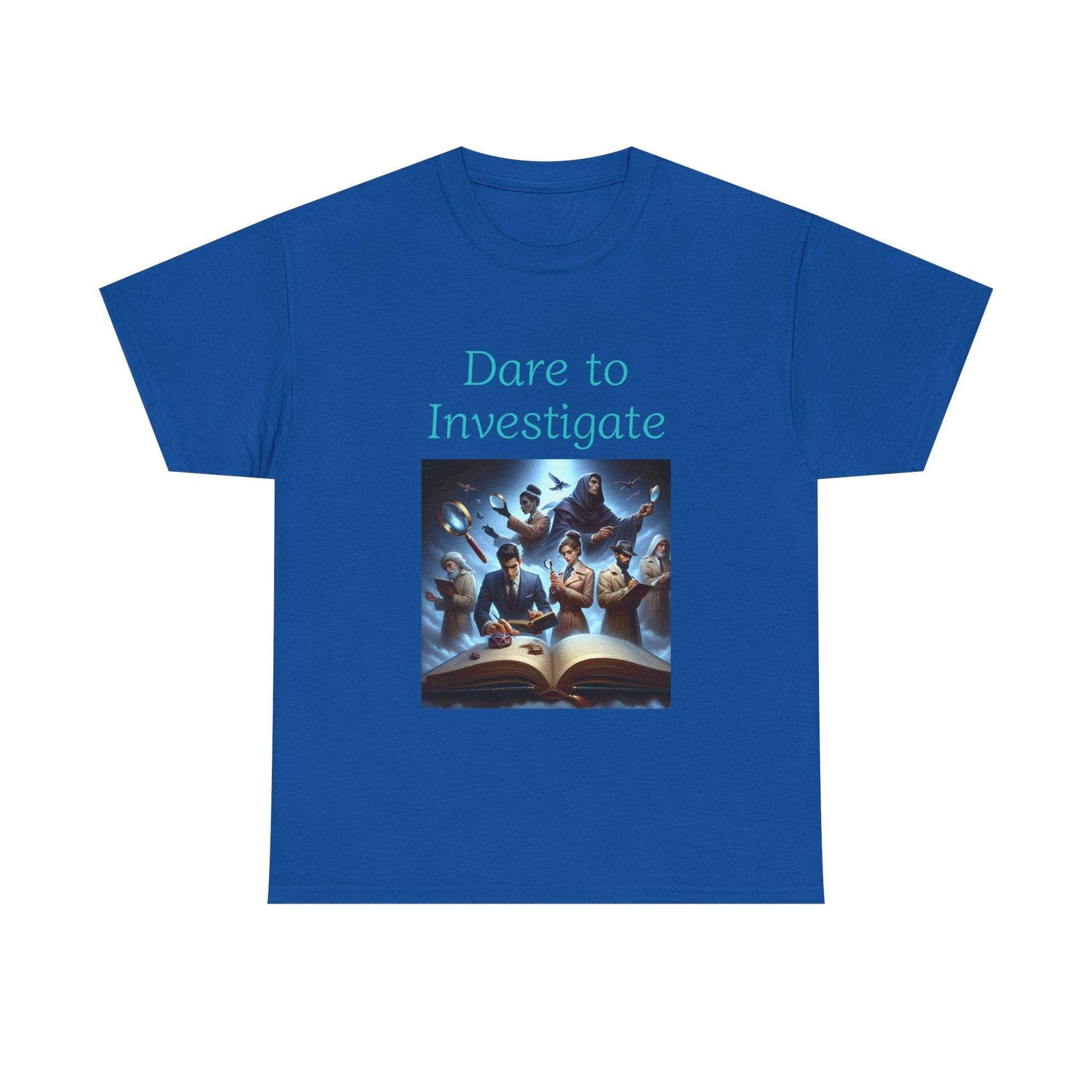 Investigate - Unisex Heavy Cotton Tee - Crime/Mystery Books - The Dreamer's Bookshop.