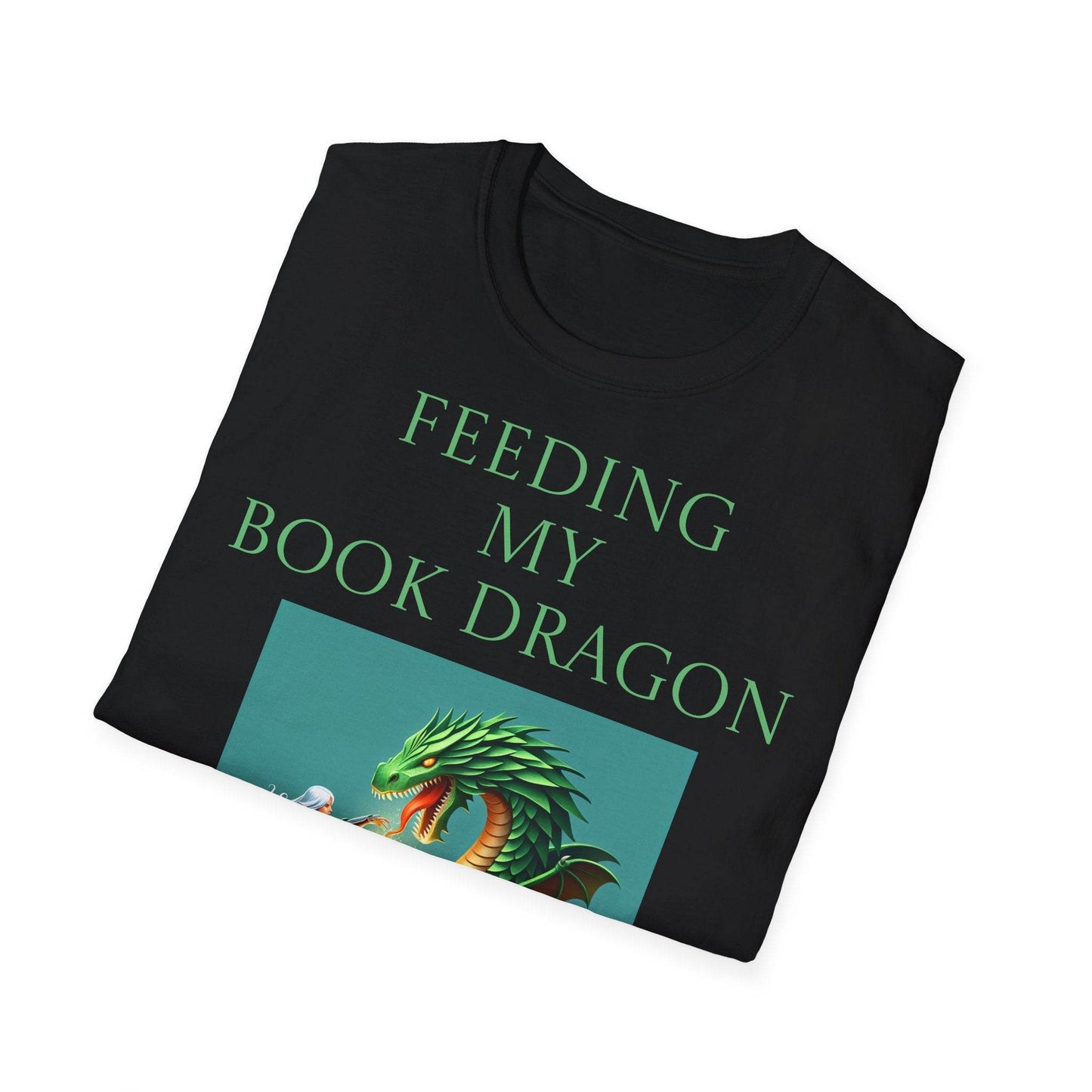 Inspirational Unisex Softstyle T-Shirt - 'Book Dragon' Motivational Design - The Dreamer's Bookshop.