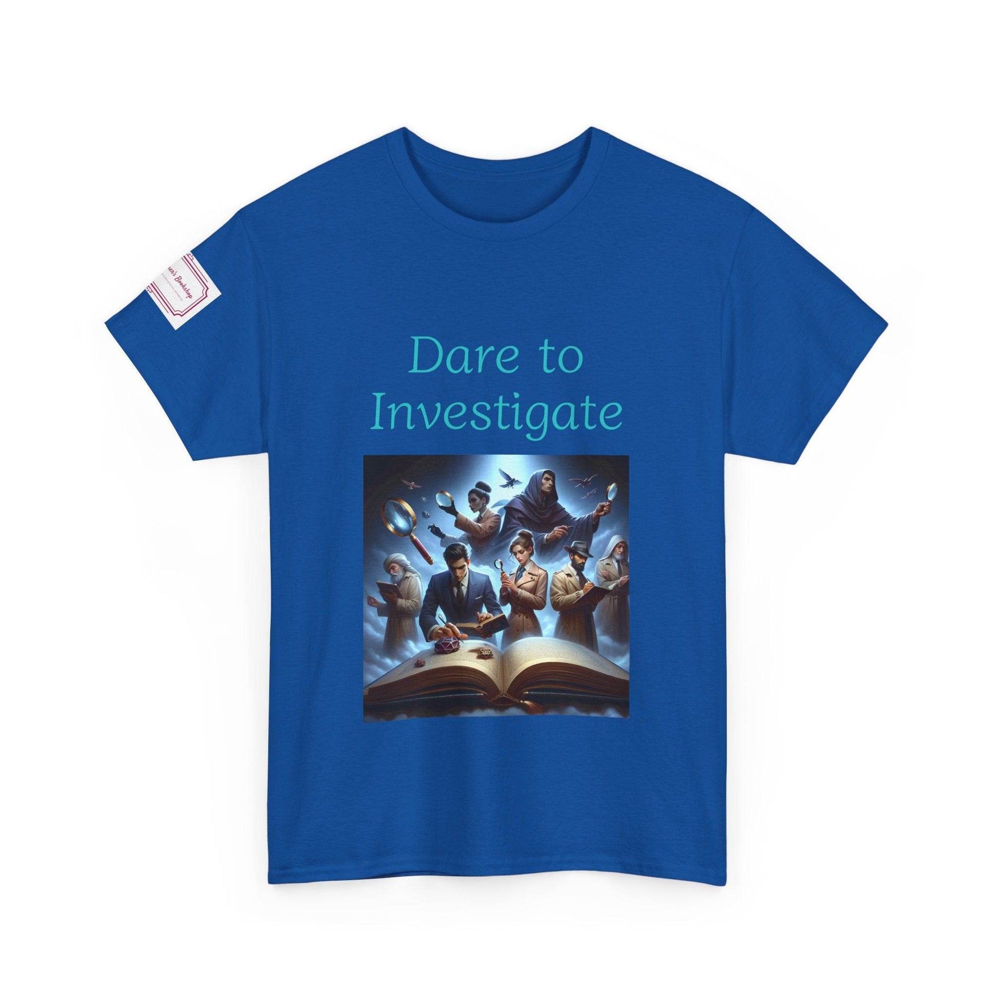 Investigate - Graphic Unisex Heavy Cotton Tee - Crime/Mystery Books - The Dreamer's Bookshop.