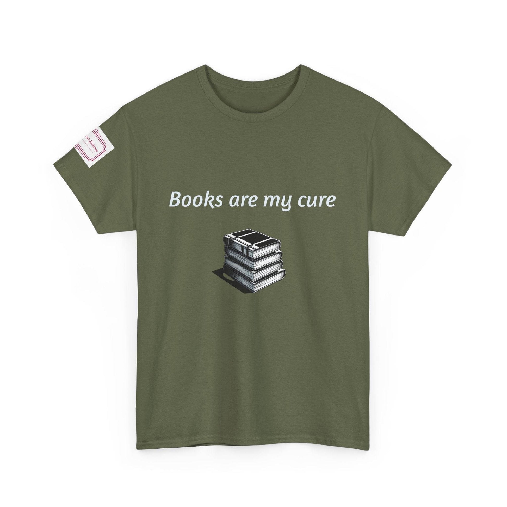Books are my cure - Inspirational Unisex Heavy Cotton Tee - The Dreamer's Bookshop.